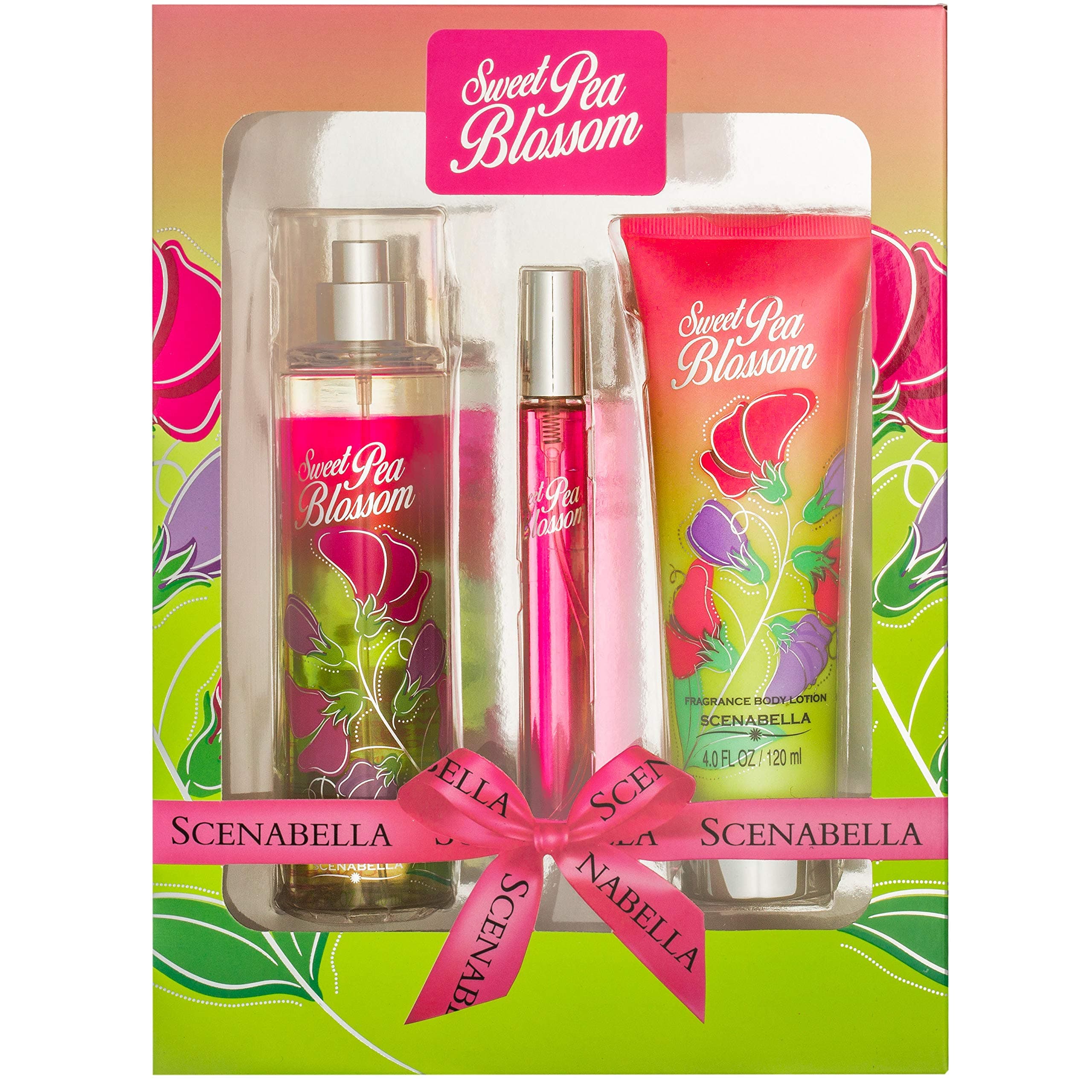 Signature Body Splash Fragrance Mist Gift Set for women"Sweet Pea Blossom" with Keynotes of Sweet Pea, Sparkling Raspberry & Watery Pear (Includes Body Mist + Eau de Parfum + Body Lotion)