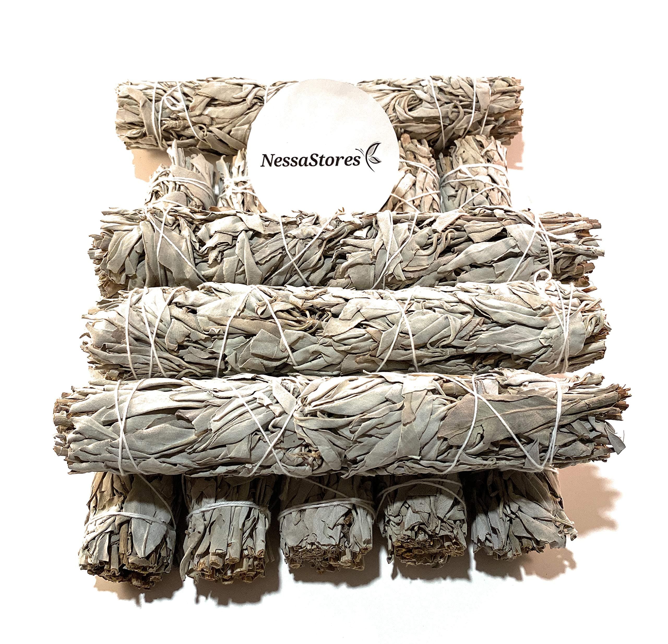 NessaStores 5 pcs California White Sage Extra Large Smudge Sticks, 9-Inch Hand Tied, All Natural, Ethically Sourced for Home Cleansing, Stress Relief, & Clearing Negative Energy JC-139
