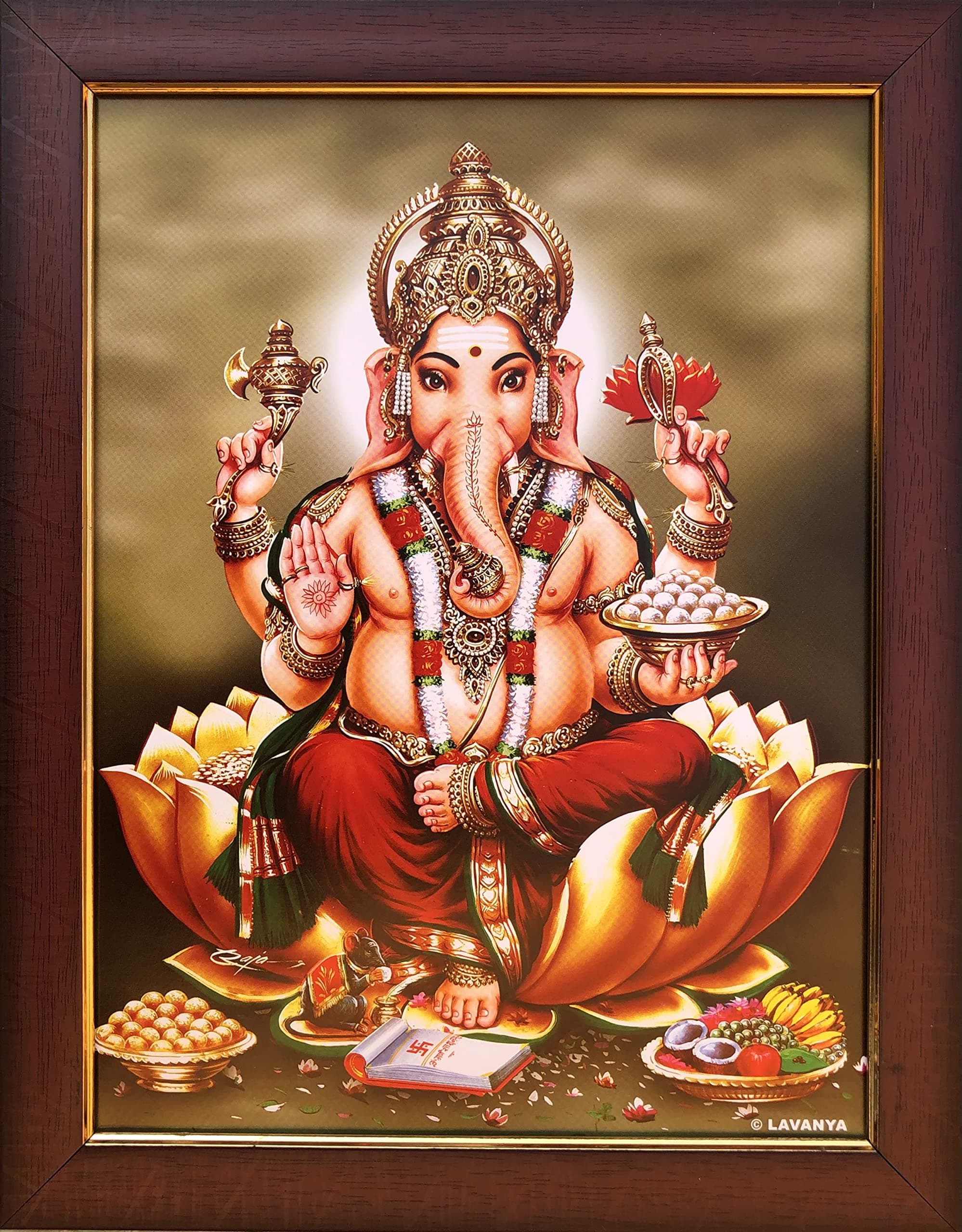 Garuda Photos - Ganesha; Ganesh; Vinayagar; Pillayar; Ganapathy; Ganapathi; Ganpathy; Ganpathi; Ganpati; Vinayaka; Swamy; Photo; Photos; Frame; Frames; Wall; home; Decor; Pooja (Regular (13x10 Inch))