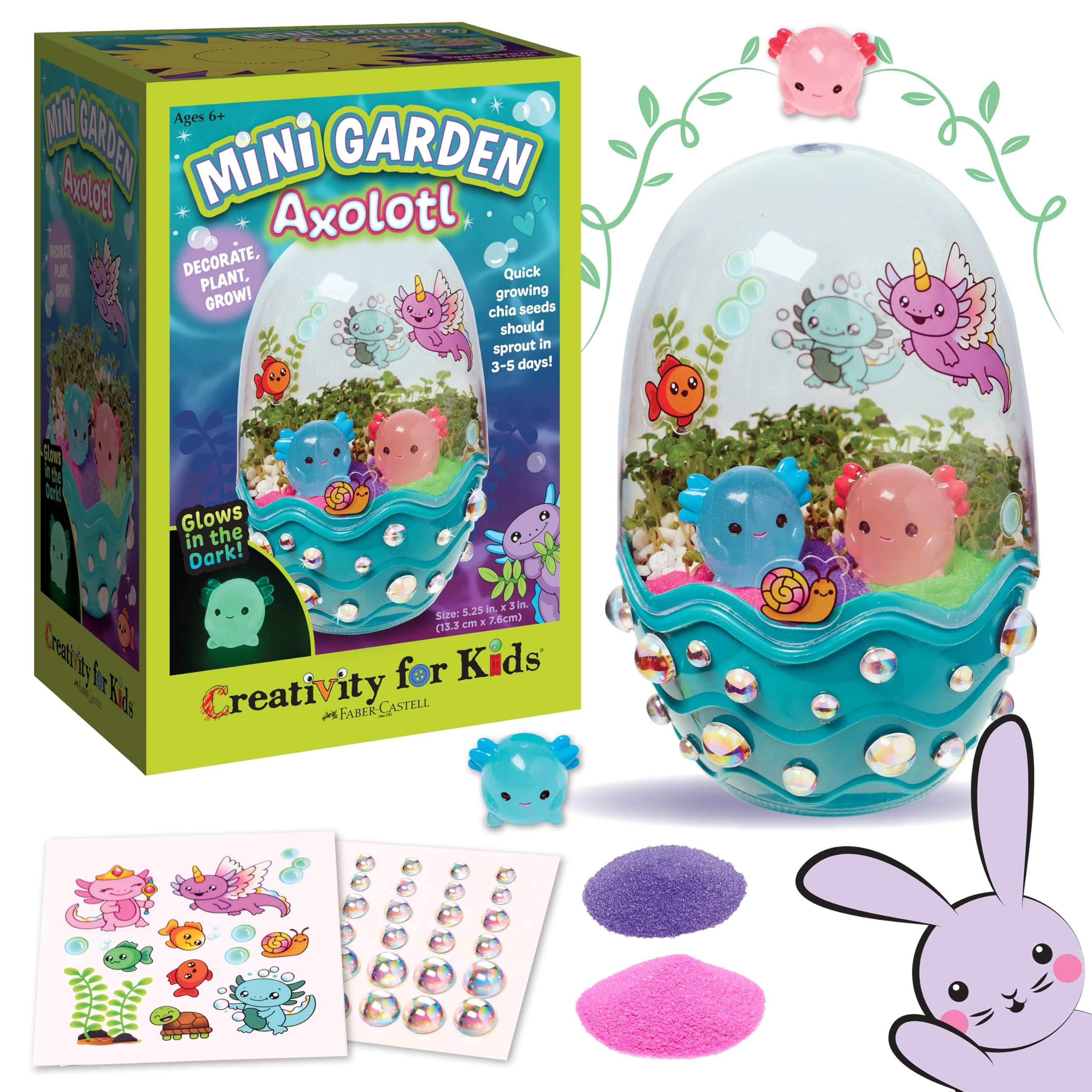 Creativity for Kids Mini Garden: Axolotl Terrarium - STEM Science Kit, Arts and Crafts, Gifts Stocking Stuffers and DIY Girls Toys Age 6-8+