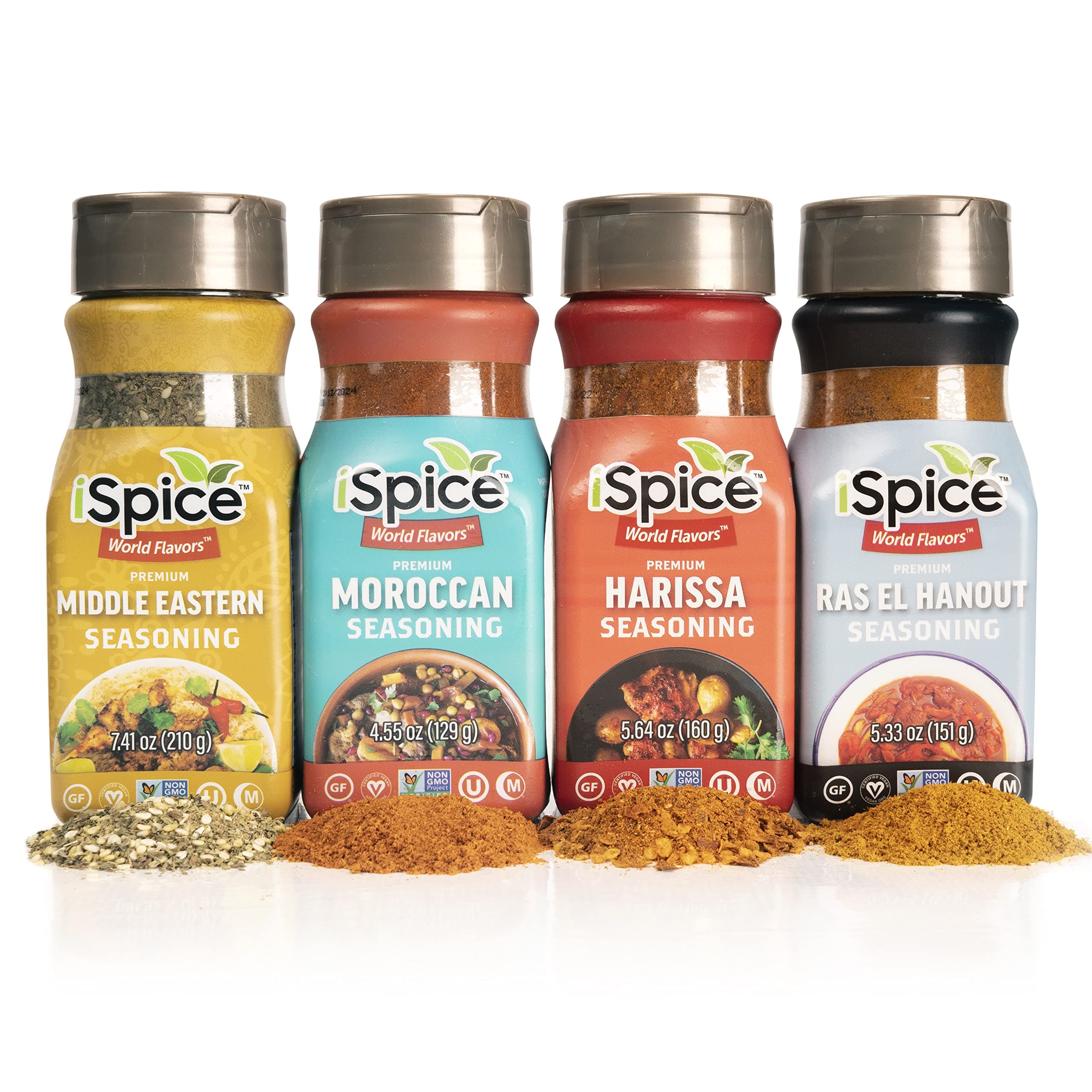 iSpice Spices and Seasonings Sets Different World Flavor Seasoning - All International | WORLD FLAVORS PREMIUM SEASONINGS (4 Pack Exotic Middle East)
