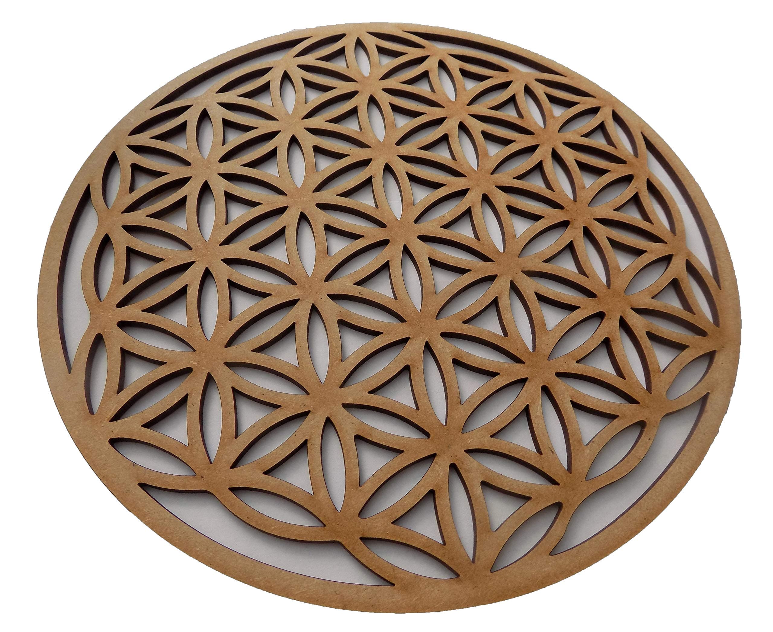 CraftyMDF Wood Flower of life. MDF wall art with holes for hanging 20 cm diameter. Sacred Geometry