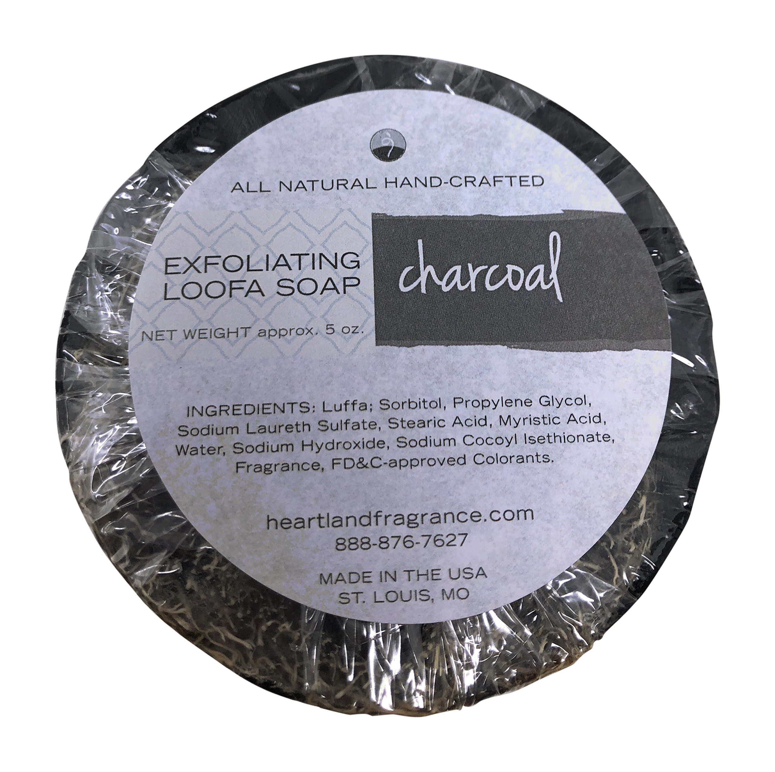 Handmade Exfoliating Loofah Bar Glycerin Soap (5 Oz Each) in Gift Box (Charcoal/Fragrance Free)