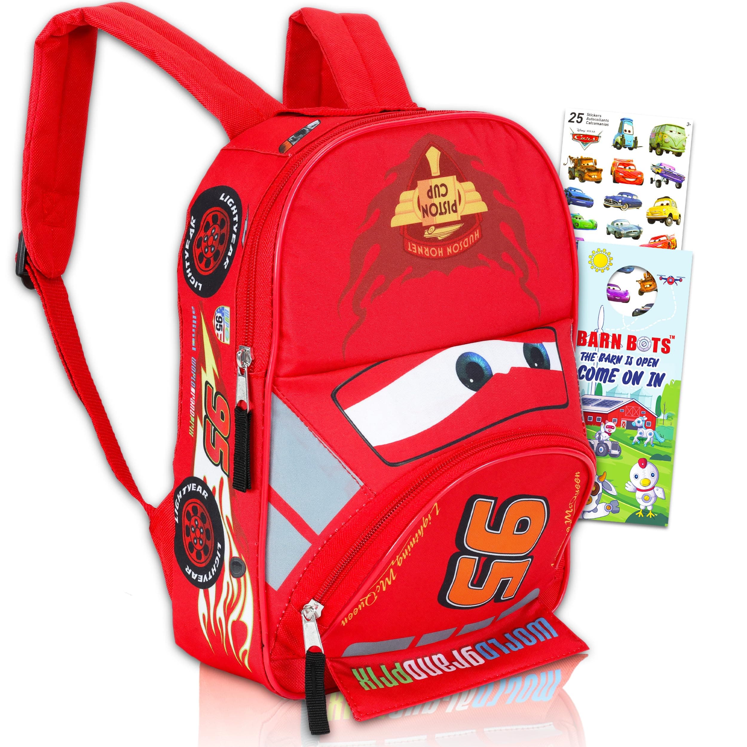 Disney Cars Mini Backpack for Kids Boys ~ Premium 12" Lightning McQueen School Bag with Stickers (Disney Pixar Cars School Supplies Bundle)