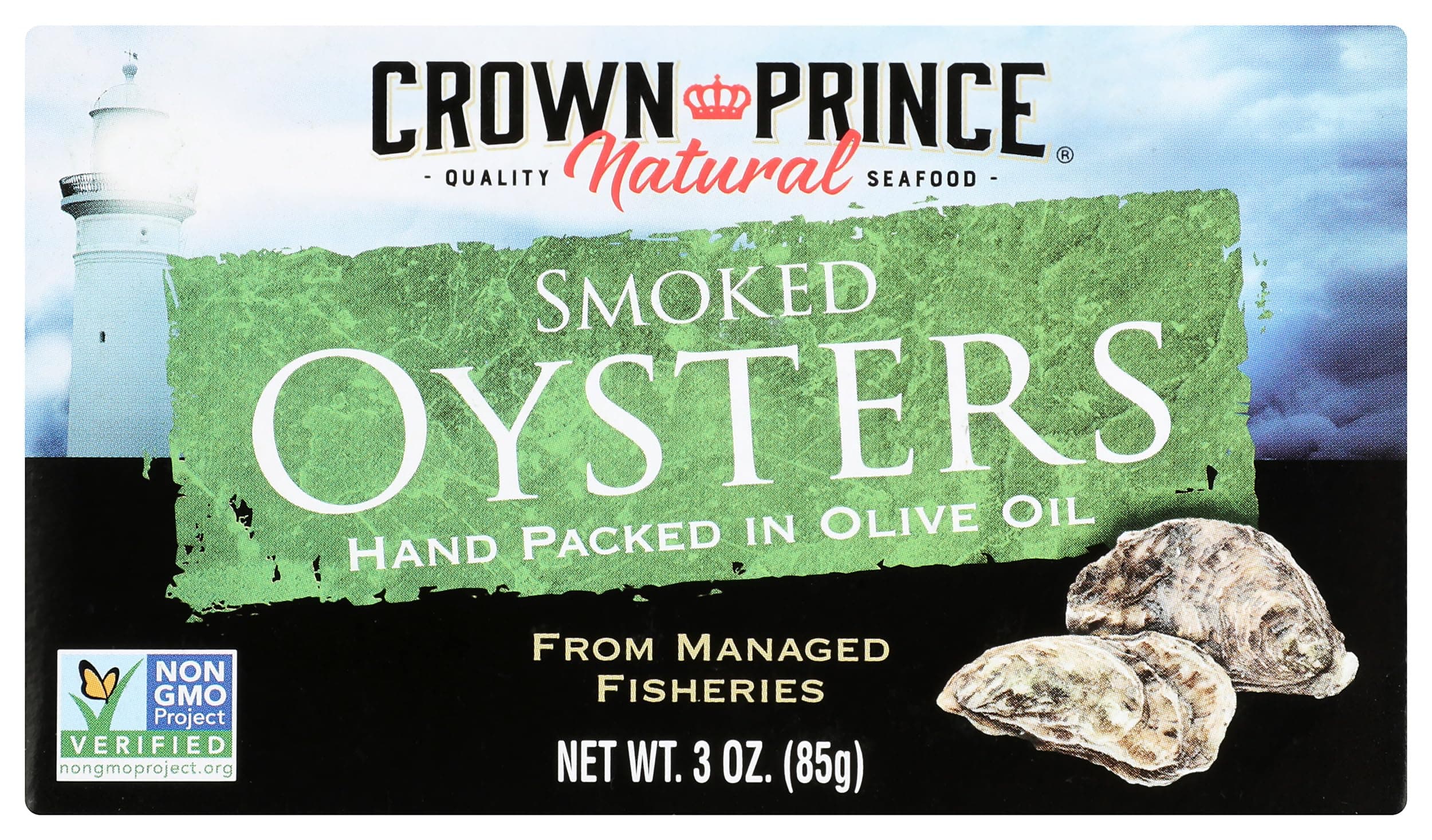 Crown Prince Natural Smoked Oysters in Pure Olive Oil, 3 Oun