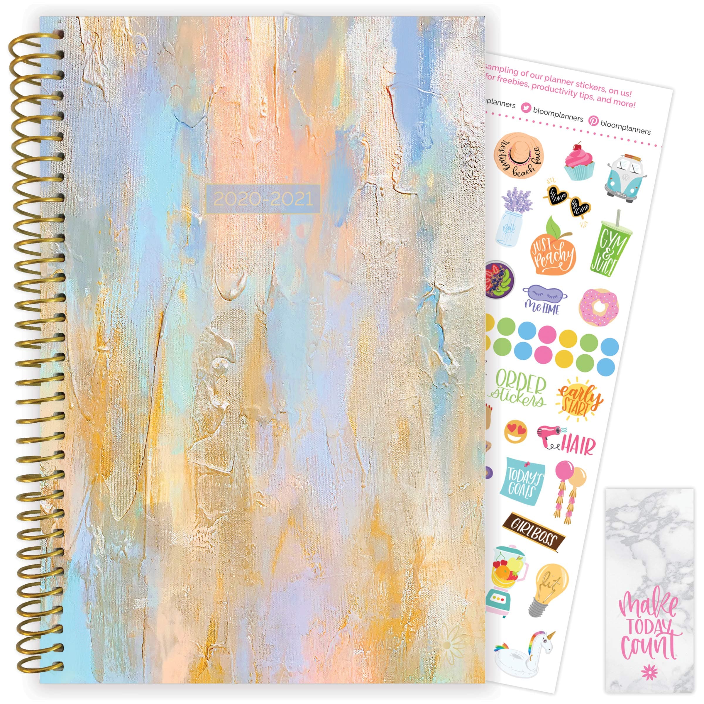 bloom daily planners 2020-2021 Academic Year Day Planner (July 2020 - July 2021) Organizer & Calendar - Weekly/Monthly Dated Agenda Book with Stickers and Bookmark - 6" x 8.25" - Beach Glass