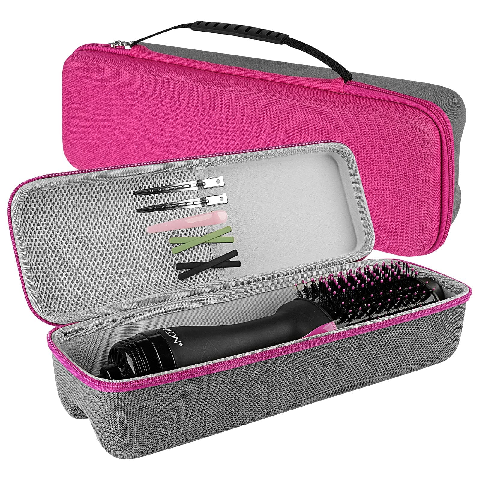 Hard Travel Case for Revlon Hair Dryer Brush, Hot Tools One-Step Hair Dryer and Volumizer Styler, Hot Air Brush Carrying Case Box (Rose Red)