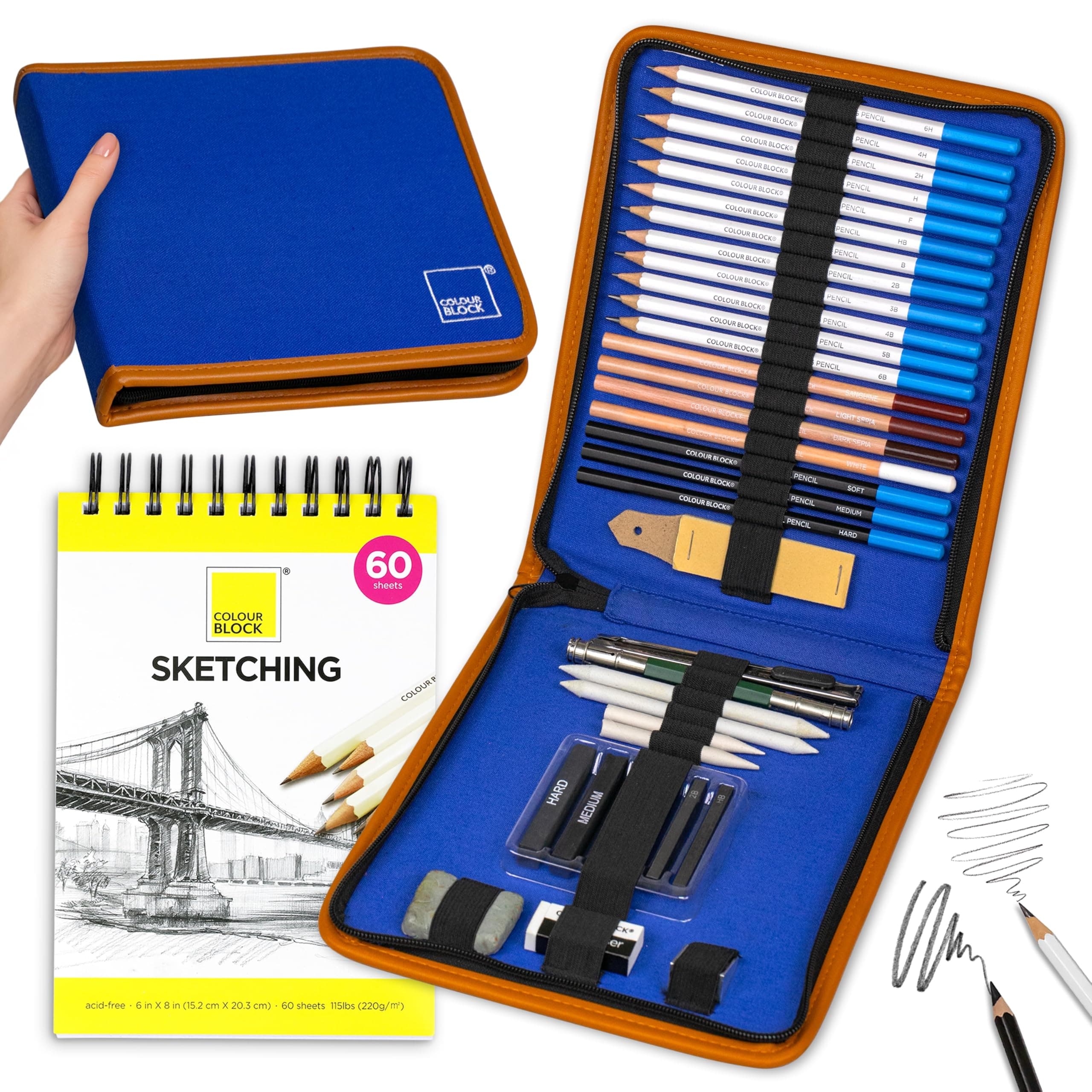 COLOUR BLOCK Drawing Pencils & Kits-Art Supplies for Kids, Teens, Adults-Colored Pencils, Charcoal, Pastels, Sketch Books for Artists, Anime Drawing, Architecture