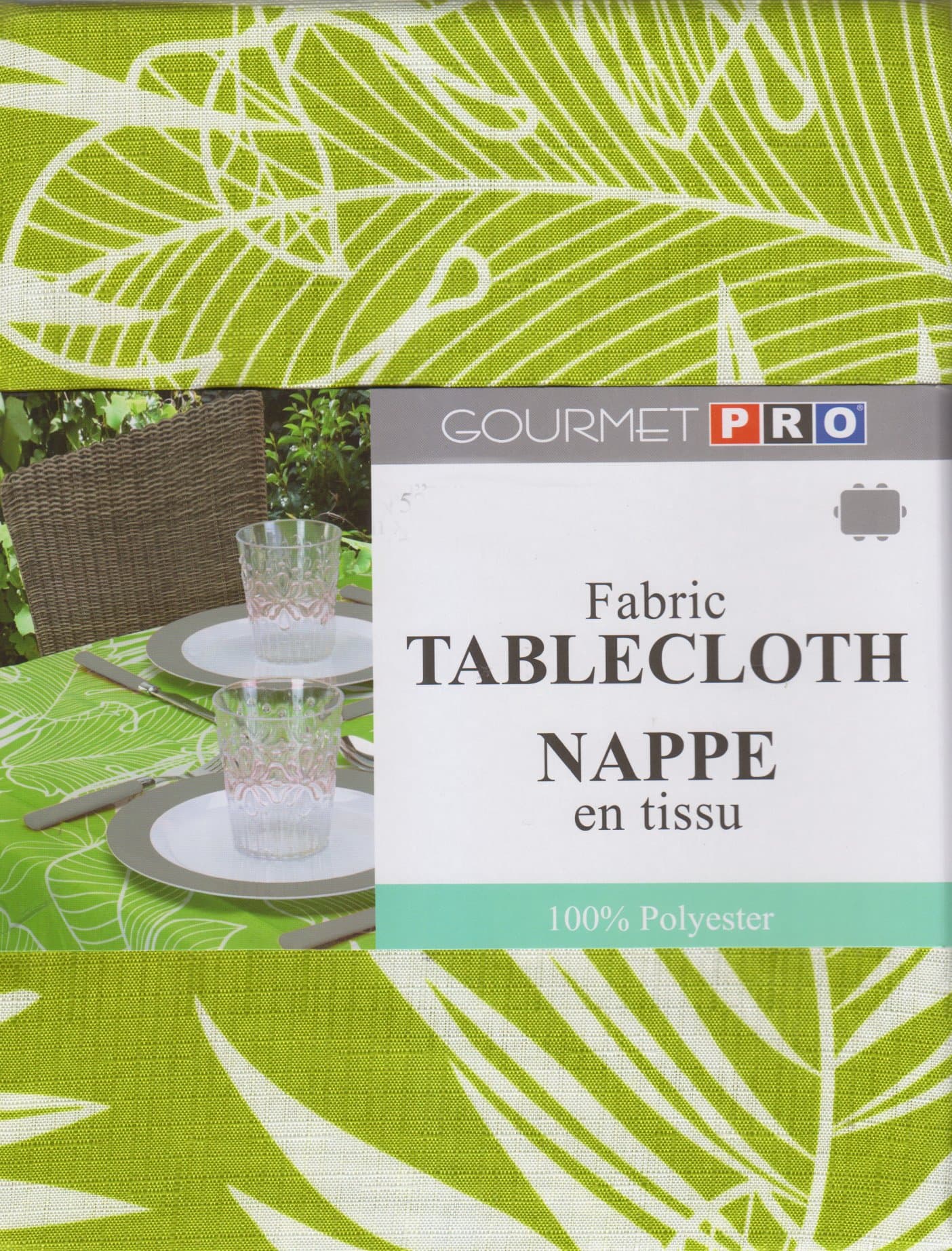Gourmet Pro Tropical Breeze Leaf Print Fabric Tablecloth (52 x 70 Rectangle/Oblong, Green)