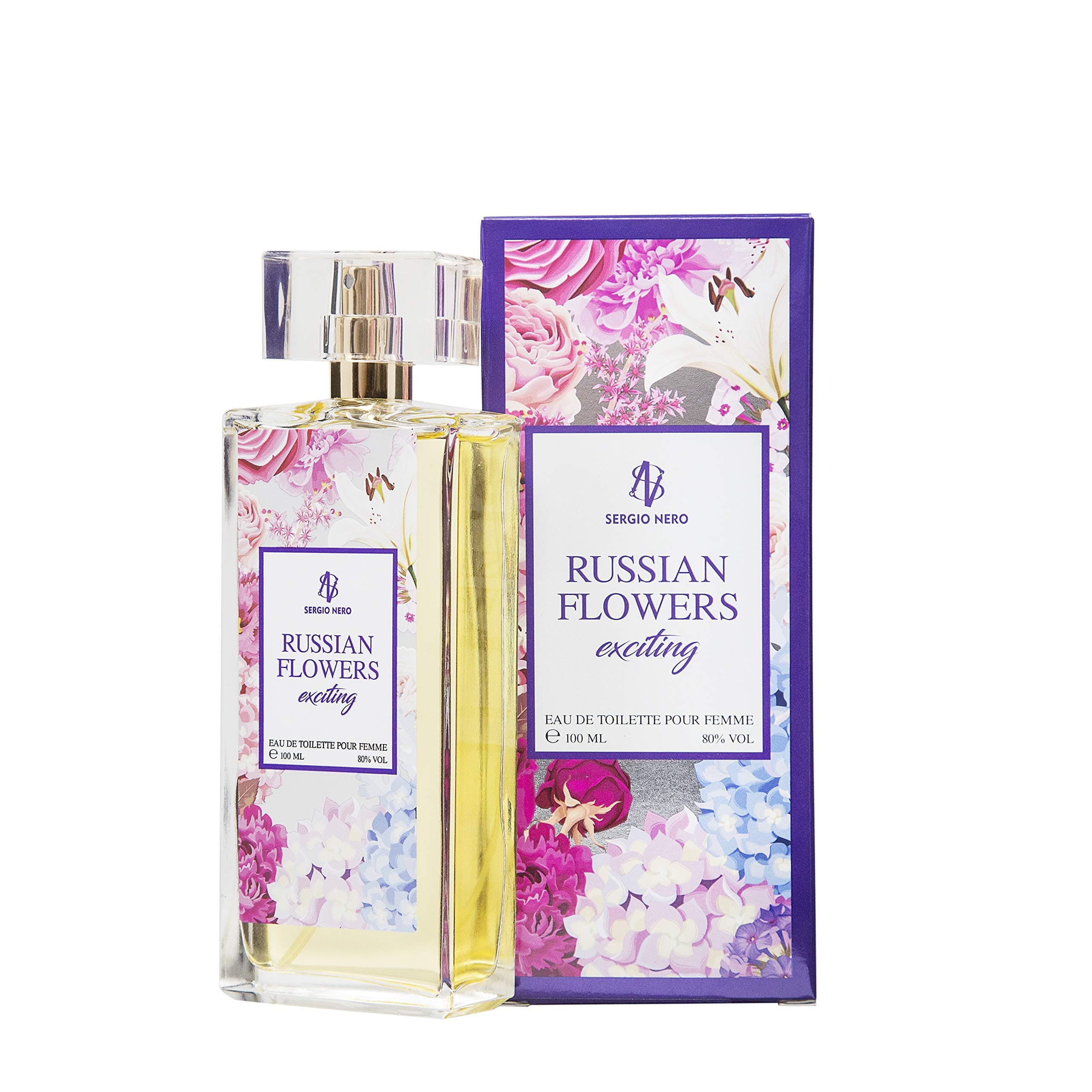 Russian Flowers (EXCITING) Eau de Toilette for Women 3.4 fl.oz. (100 ml) – Floral Fragrance for Her