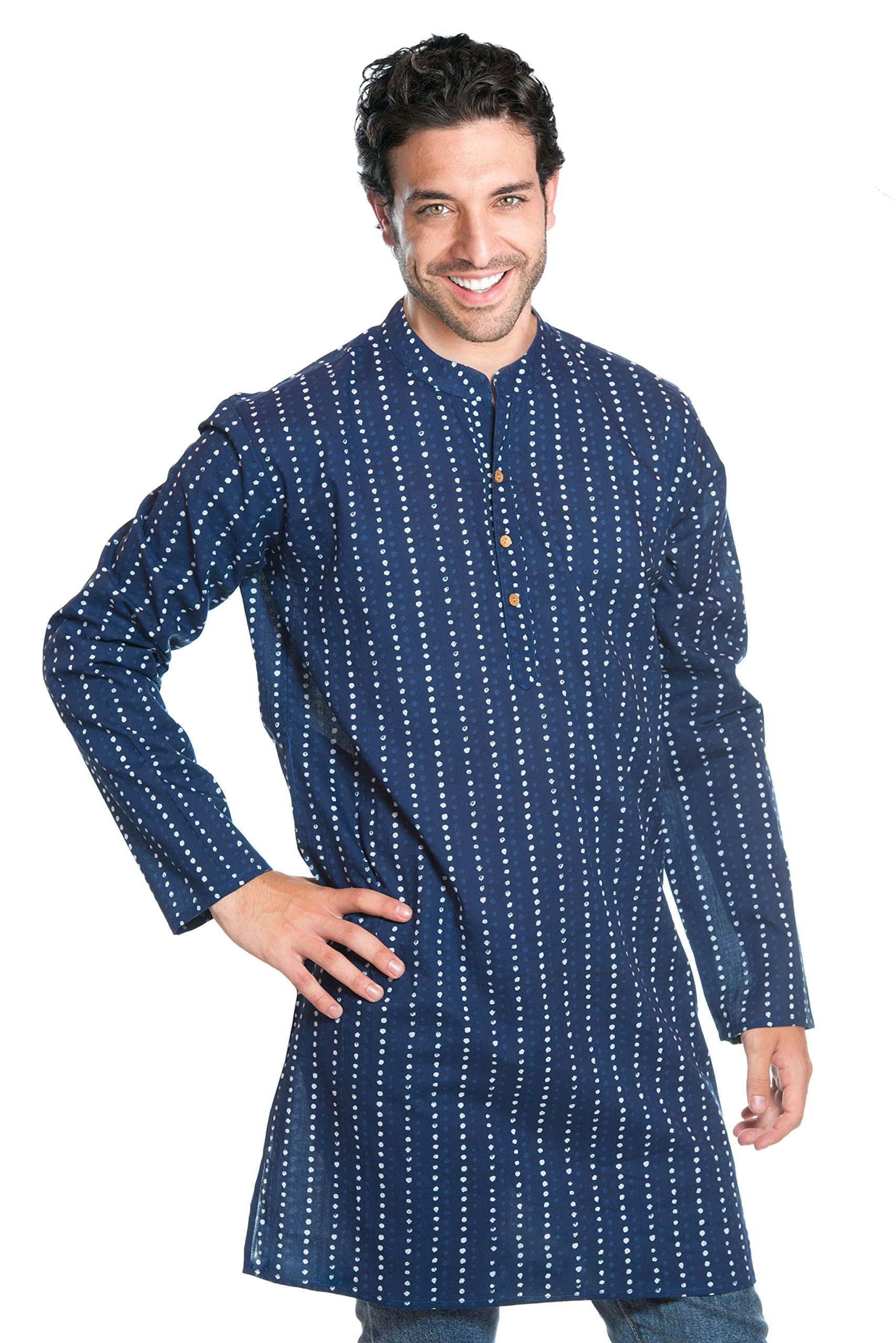 Ufash Kurta Shirt from India, traditionally Hand-Printed - 100% Cotton