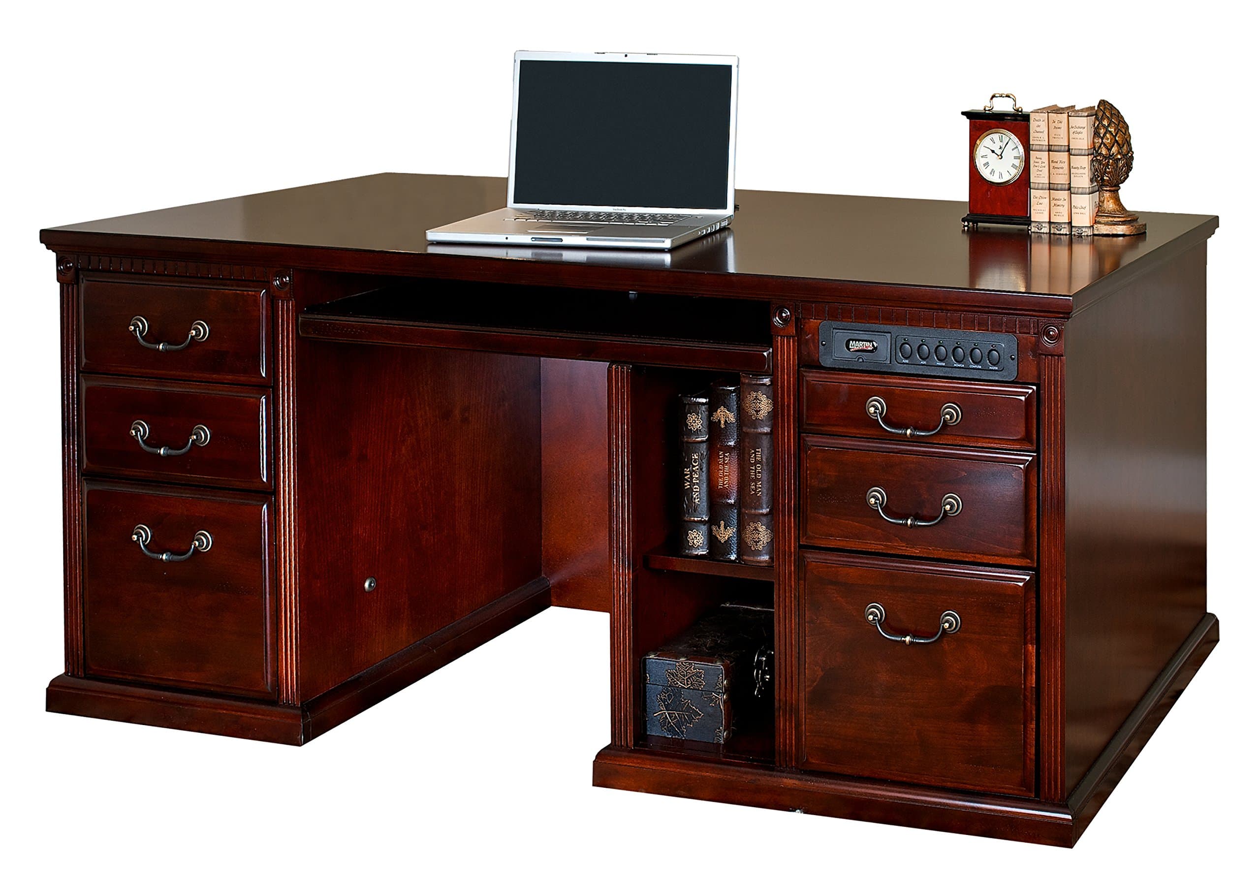 Martin Furniture Huntington Club Office Double Pedestal Computer Desk