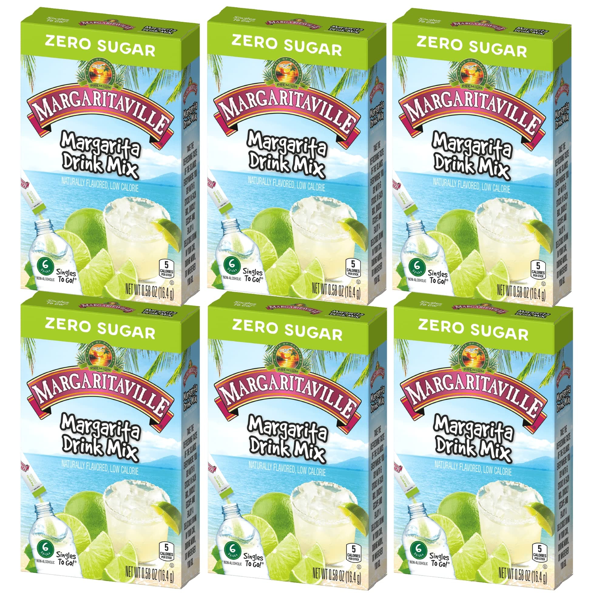 Margaritaville Singles To Go Margarita Flavoured Drink Mix 6 Sachets 16.4g Box