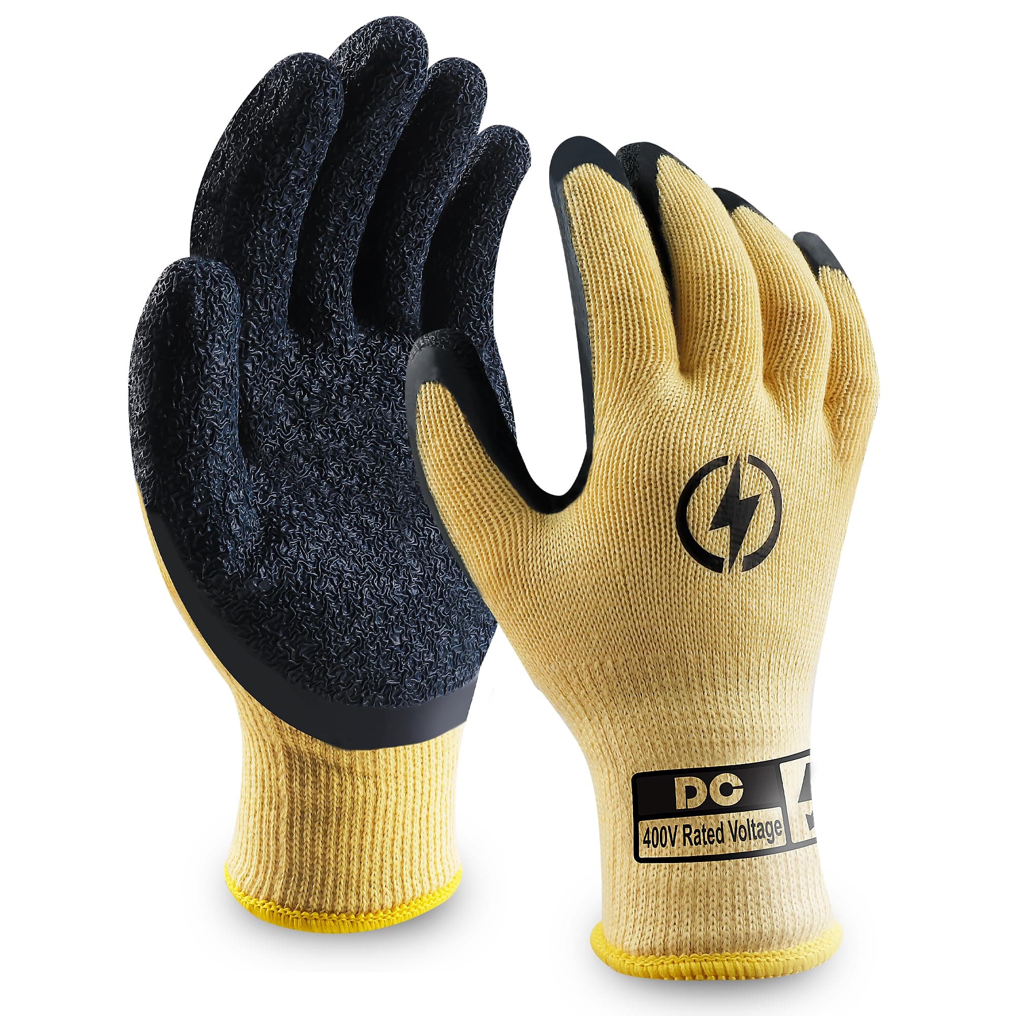 Insulated Electrician Gloves 400V High Voltage Resistant Gloves Flame Retardant Work Gloves, Electric Rubber Non-Slip Texture Design Gloves for Electricians Prevent