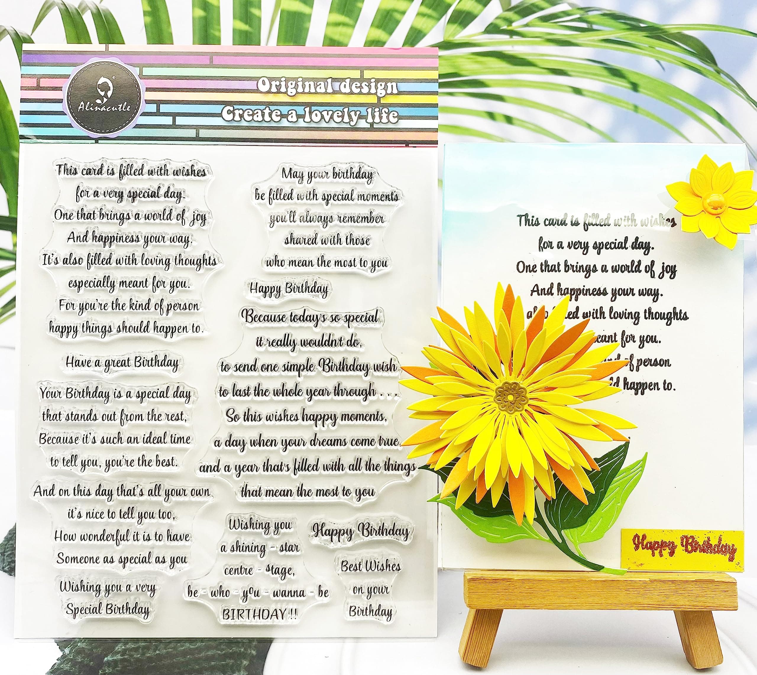 This Card is Filled with Wishes Craft Clear Stamps Happy Birthday Sentiments Stamps, Paper Craft Silicon Stamp for Scrapbooking/Card Making/Paper Art