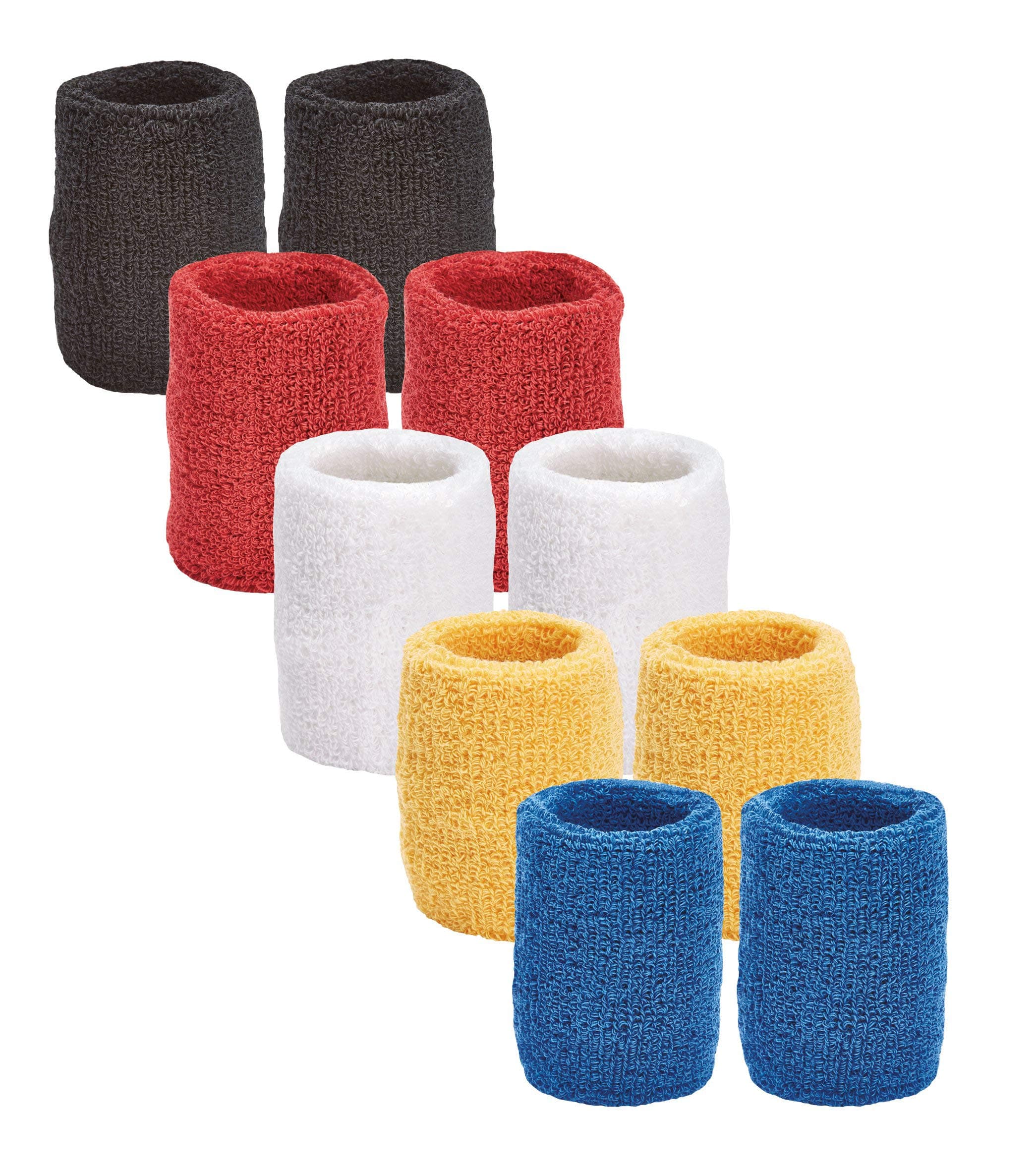 Multi Color Pack Sports Wristbands for Basketball Leagues, 5 pair of Wristbands per pack