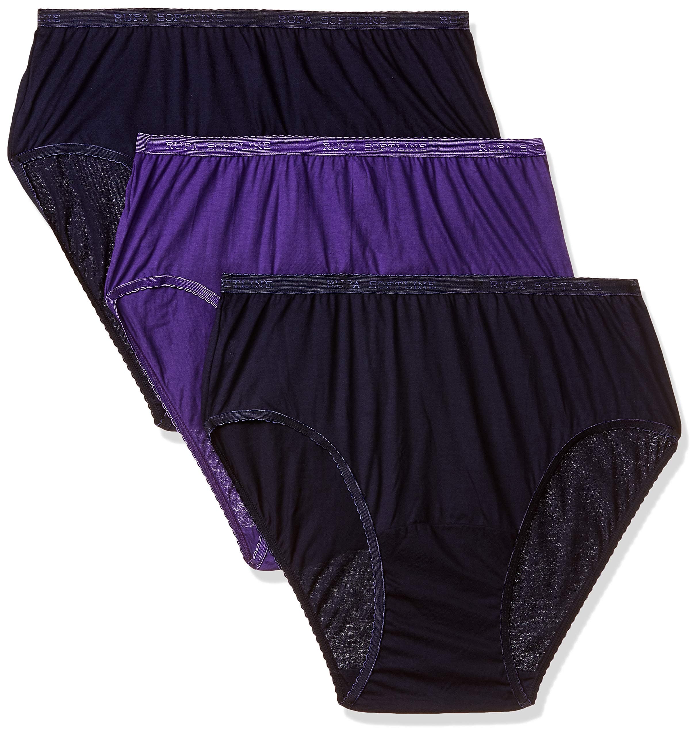 Rupa SoftlineWomen's Solid Panty (Pack of 3) (RVBSLPCLOE3P00110_Assorted Plain_110cm)