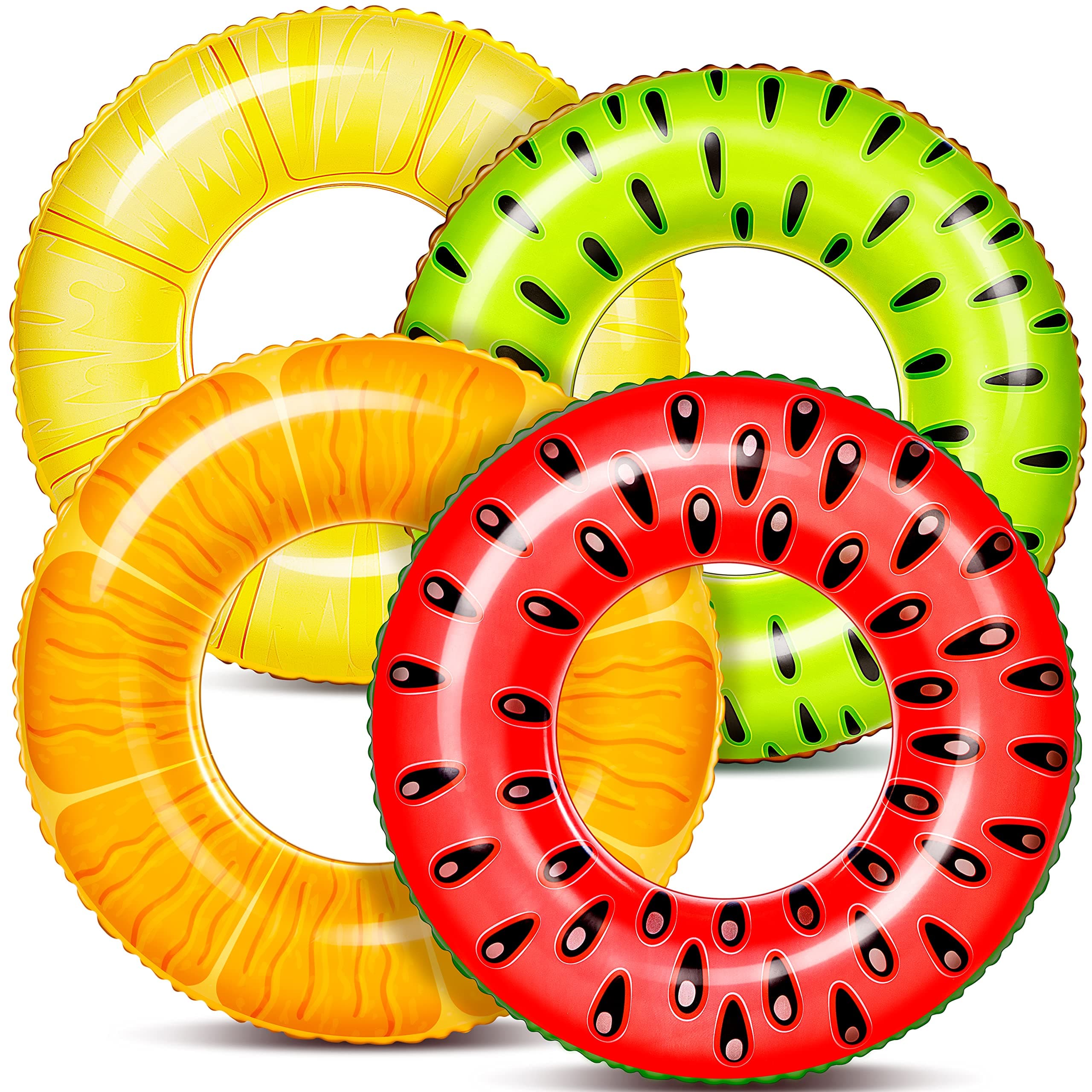4 Pack Inflatable Pool Floats, Pool Tube Rings, Swim Tubes, Floaties Toys, Beach Swimming Party Toys for Kids and Adults