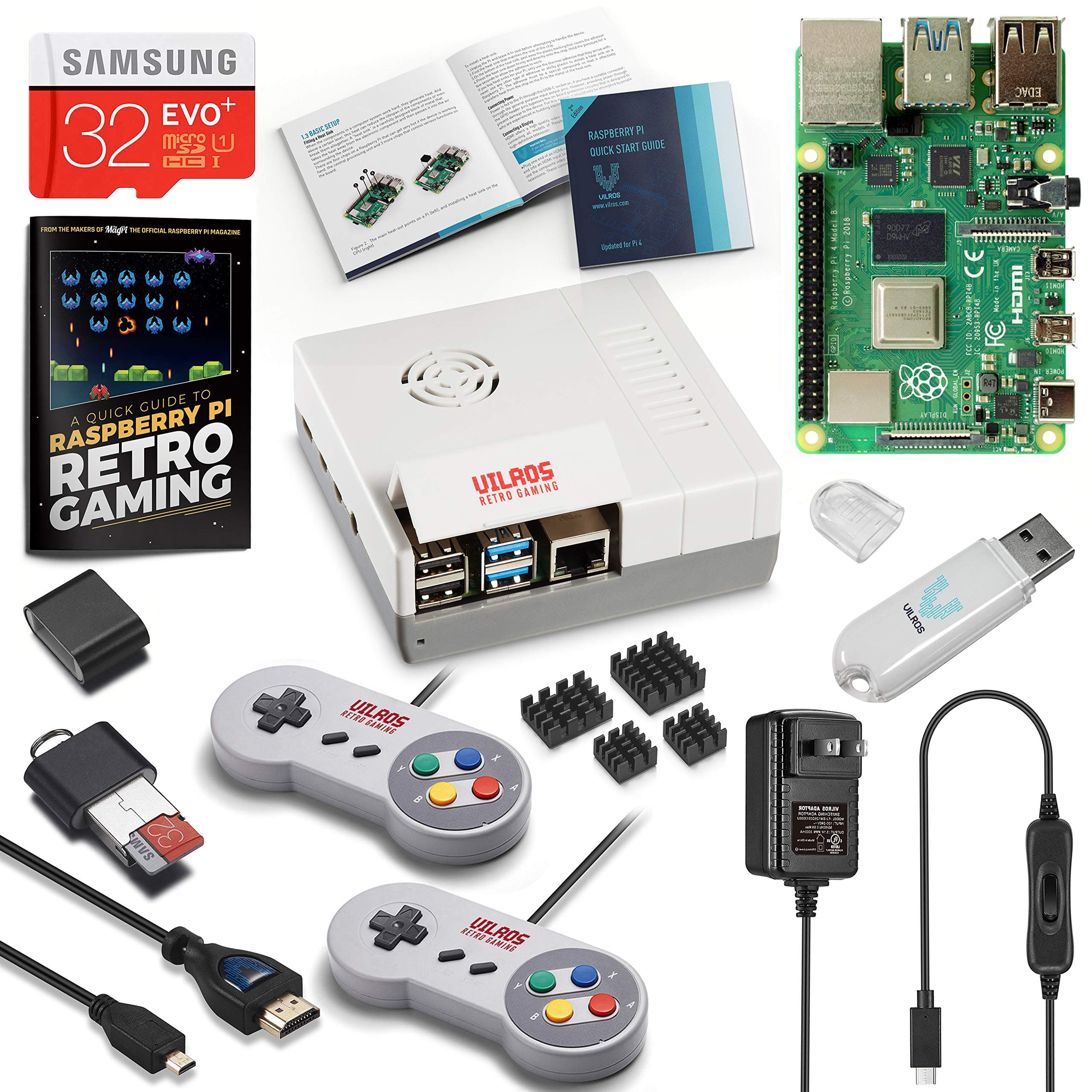 Vilros Raspberry Pi 4 2GB Retro Gaming Kit with SNES Style Controllers and NES Style Case (2GB RAM)