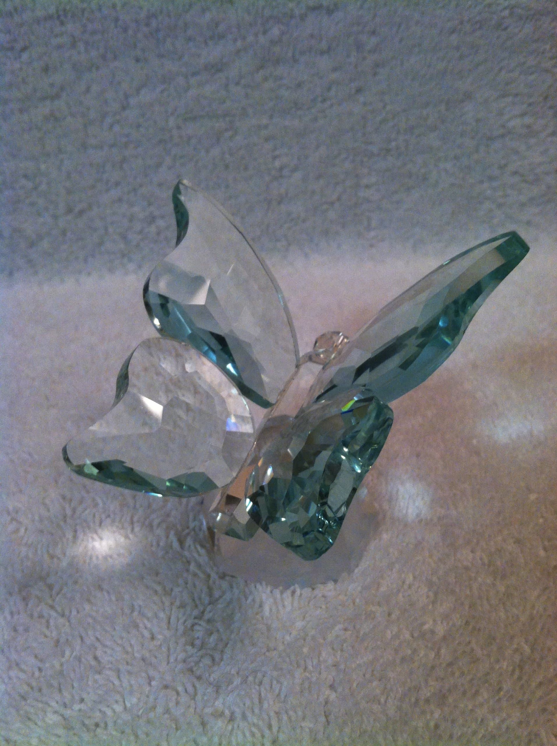Crystal Facetted Seafoam Butterfly Paperweight