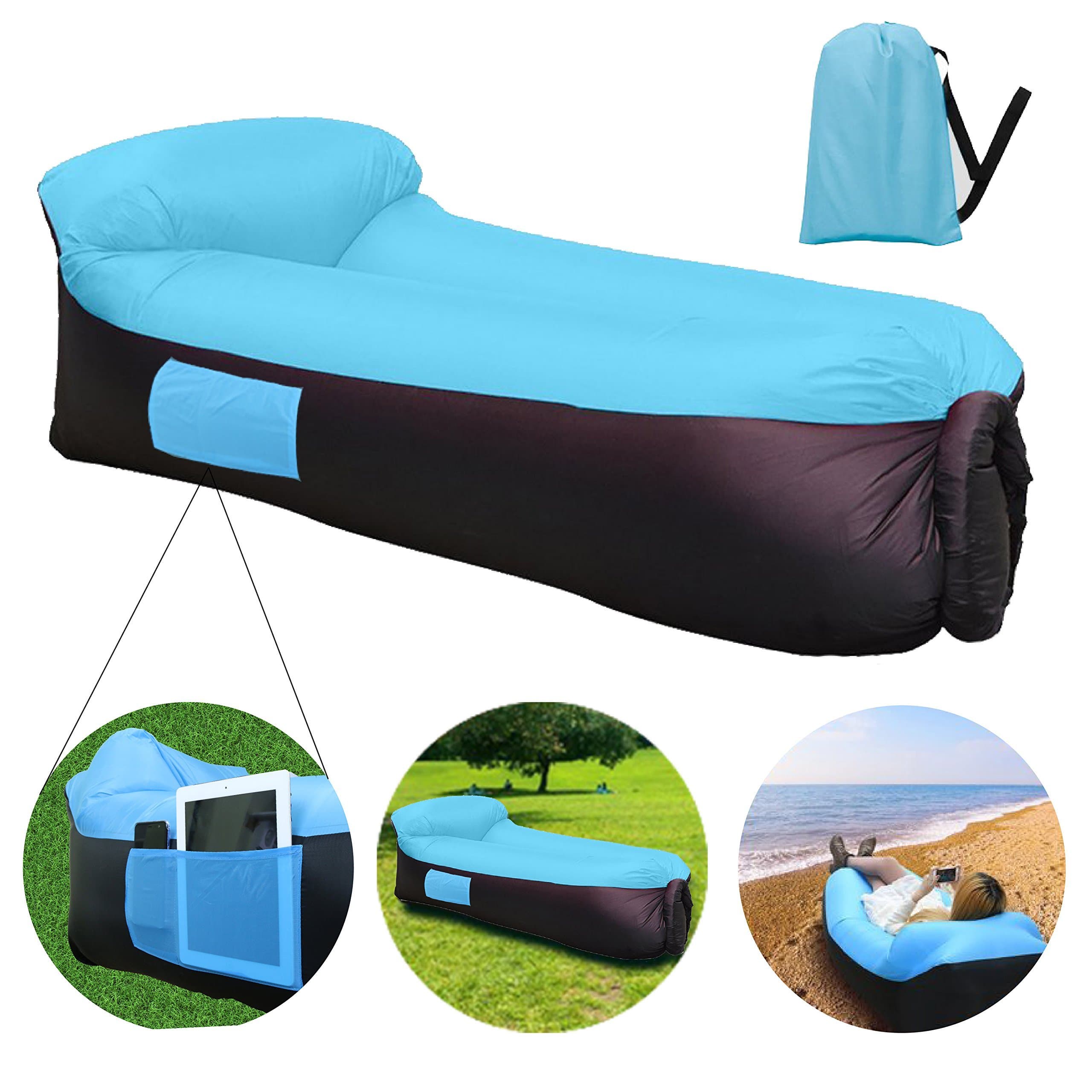 Inflatable Loungers With Integrated Pillow Design. New Waterproof Lounger Design With Side Pockets & Bottle Opener, The Best Air Couch and Air Sofa. Includes Storage Bag Perfect for Travelling, Pool, Beach Party and Camping Equipment by Outside Gears