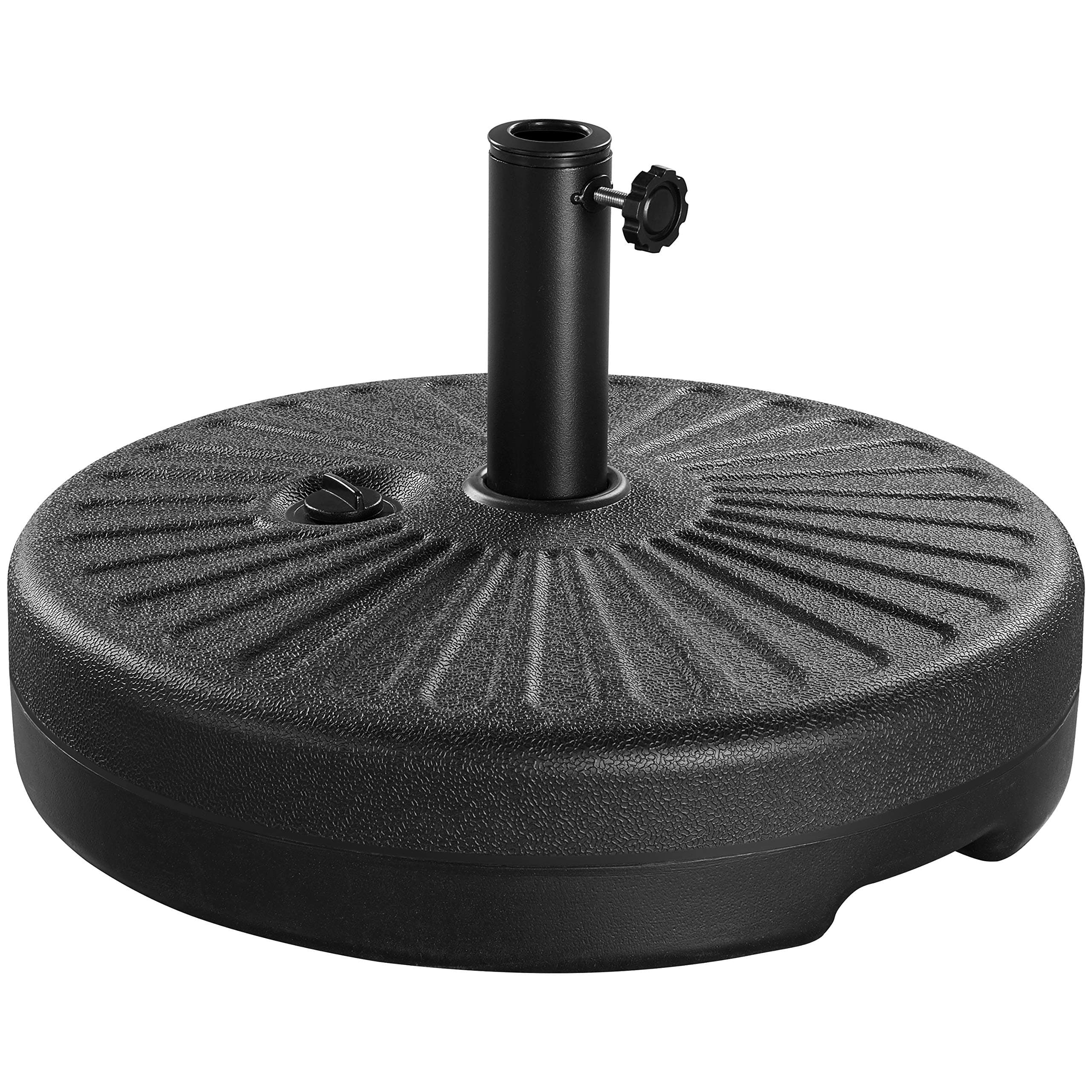 Yaheetech Umbrella Base 22L Round Water & Sand Filled Patio Outdoor Umbrella Stand with Steel Umbrella Holder Suit for Dia 1.5'' or 1.9'' Umbrella Pole, Black