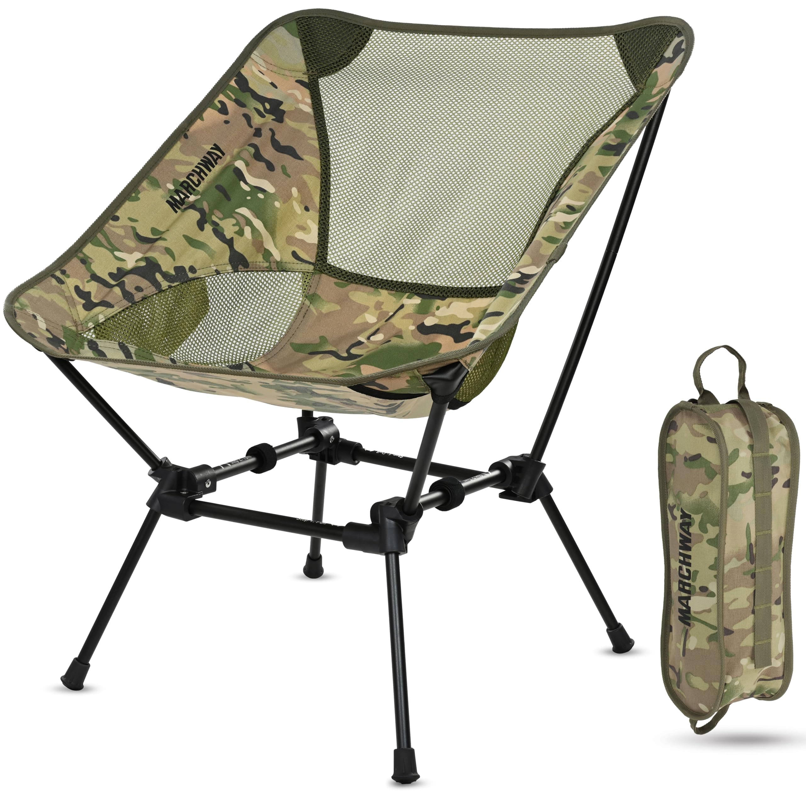 Ultralight Folding Camping Chair, Heavy Duty Portable Compact for Outdoor Camp, Travel, Beach, Picnic, Festival, Hiking, Lightweight Backpacking (Camo)