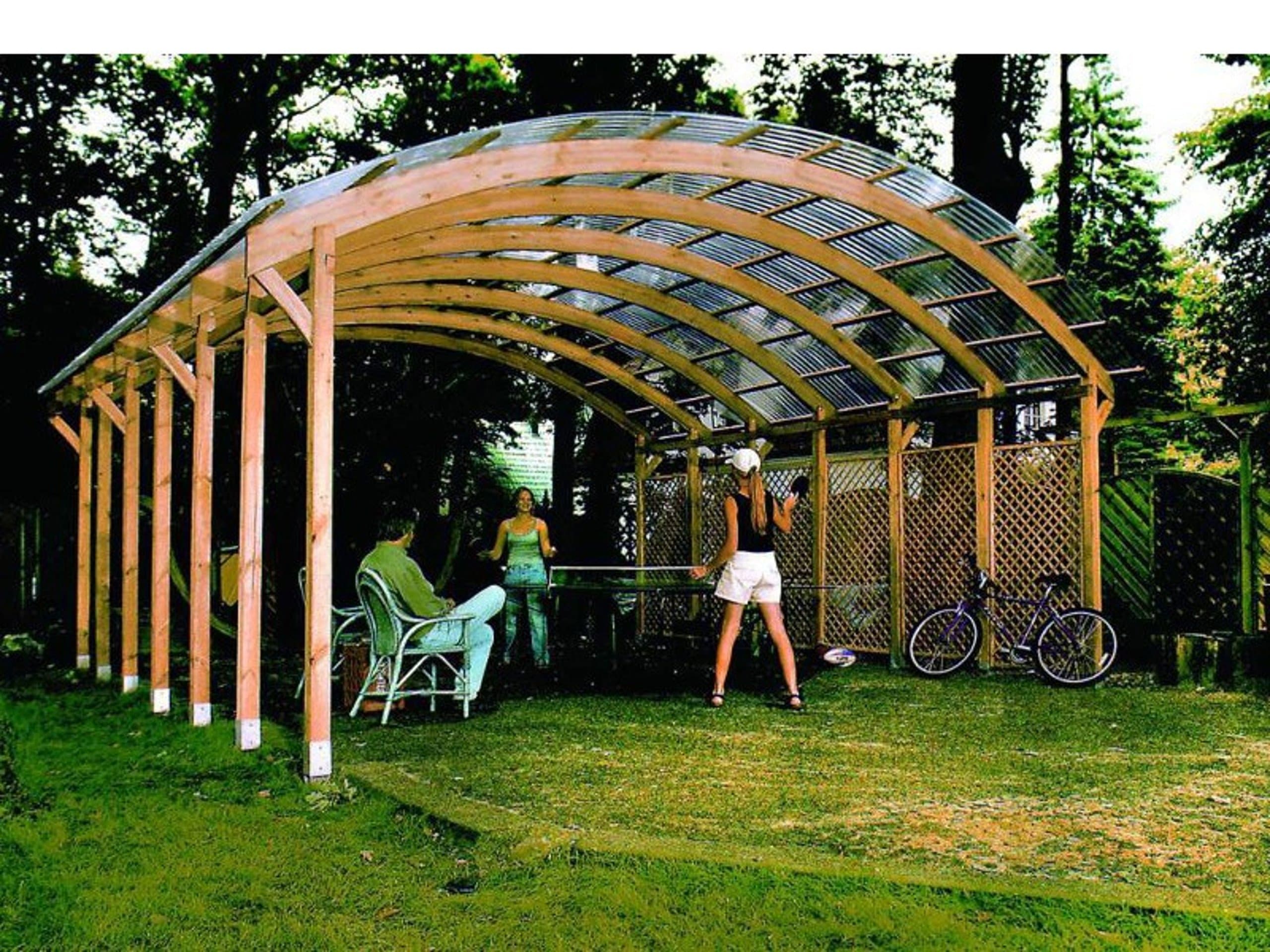 Conwy Double Carport with Corrugated PVC Roof. Dimensions: h320 x 600x600 cm