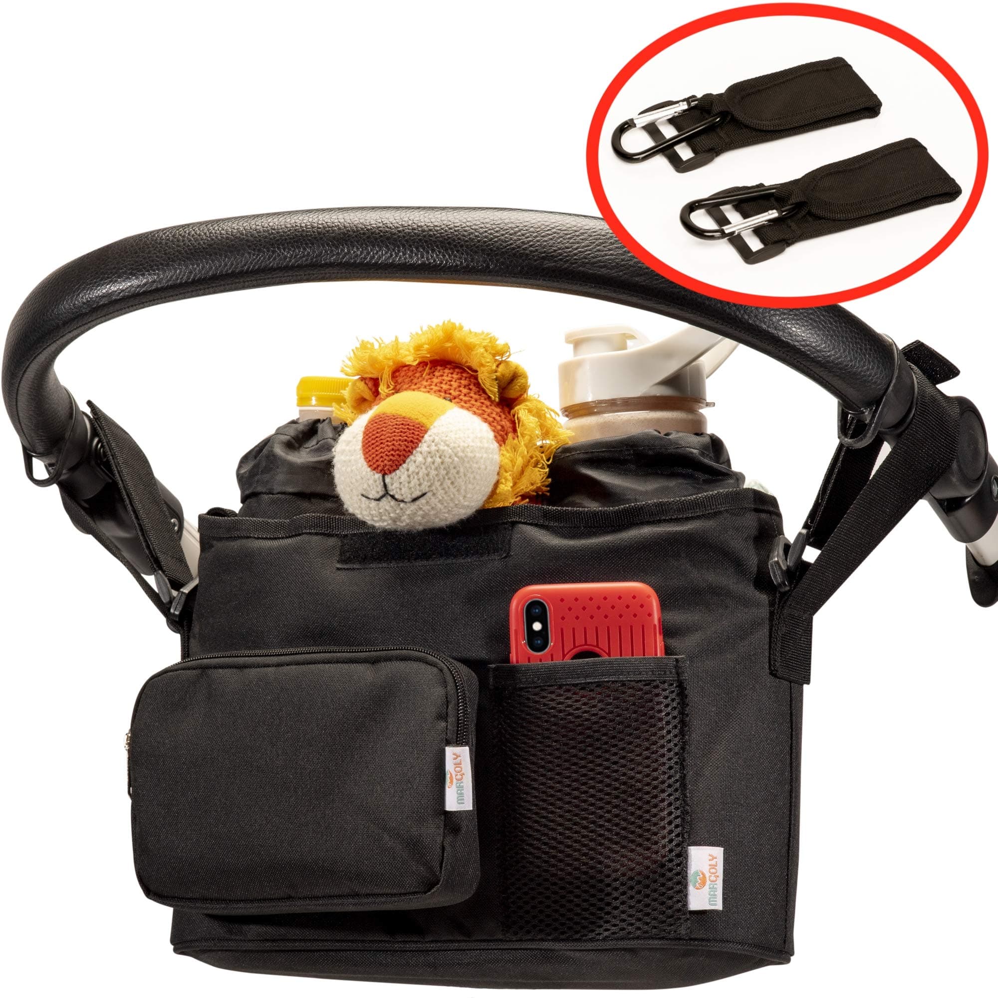 Baby Stroller Organizer Diaper Bag – Universal Large Perfect Fit. Diaper Bag Shoulder Strap with Detachable Pouch, Insulated Baby Bottle Holder and Stroller Hooks