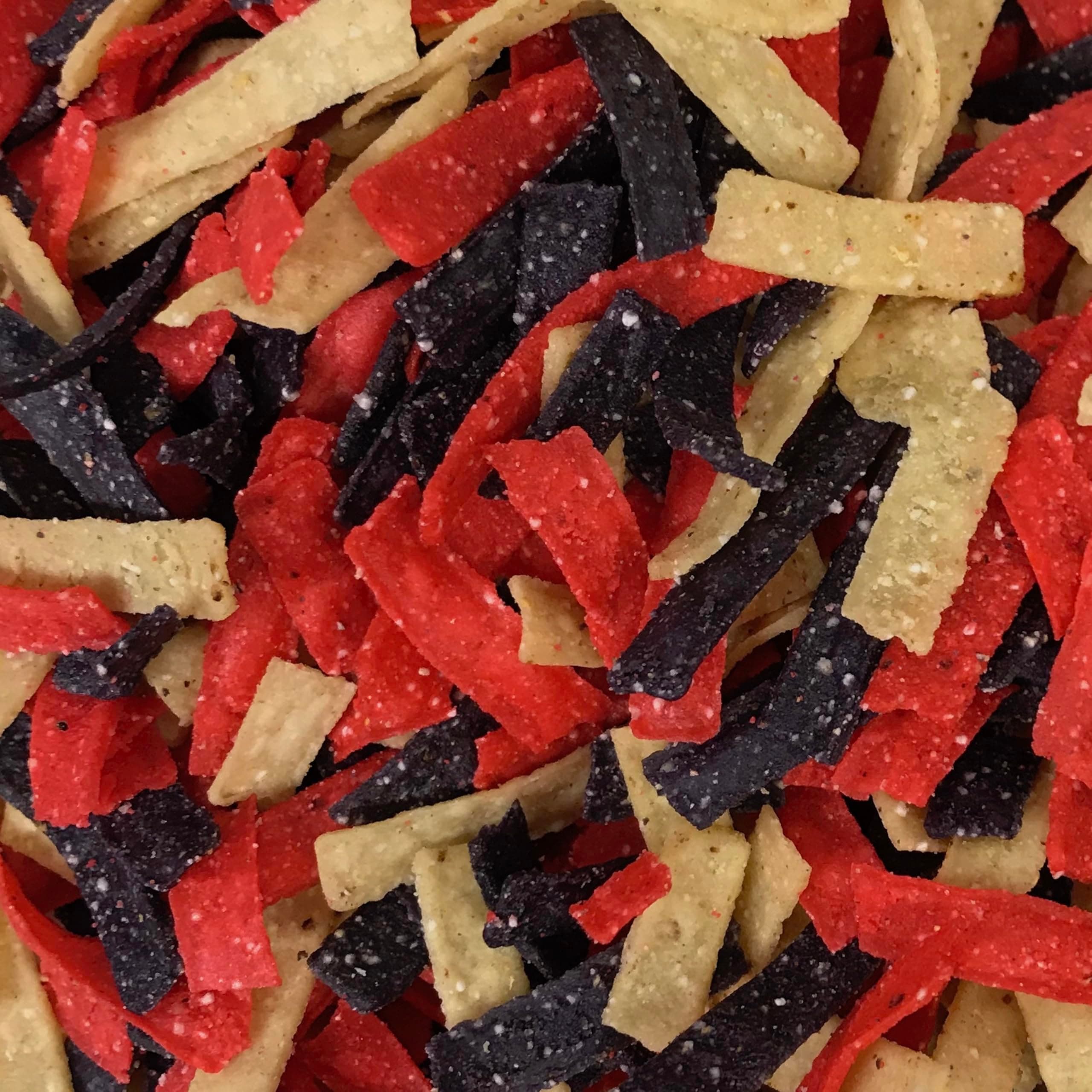 Gourmet Tri Color Tortilla Strips - Crispy Toppings for Southwest Salad and Snacking - Two 16 Ounce Stay Fresh Bag Packs