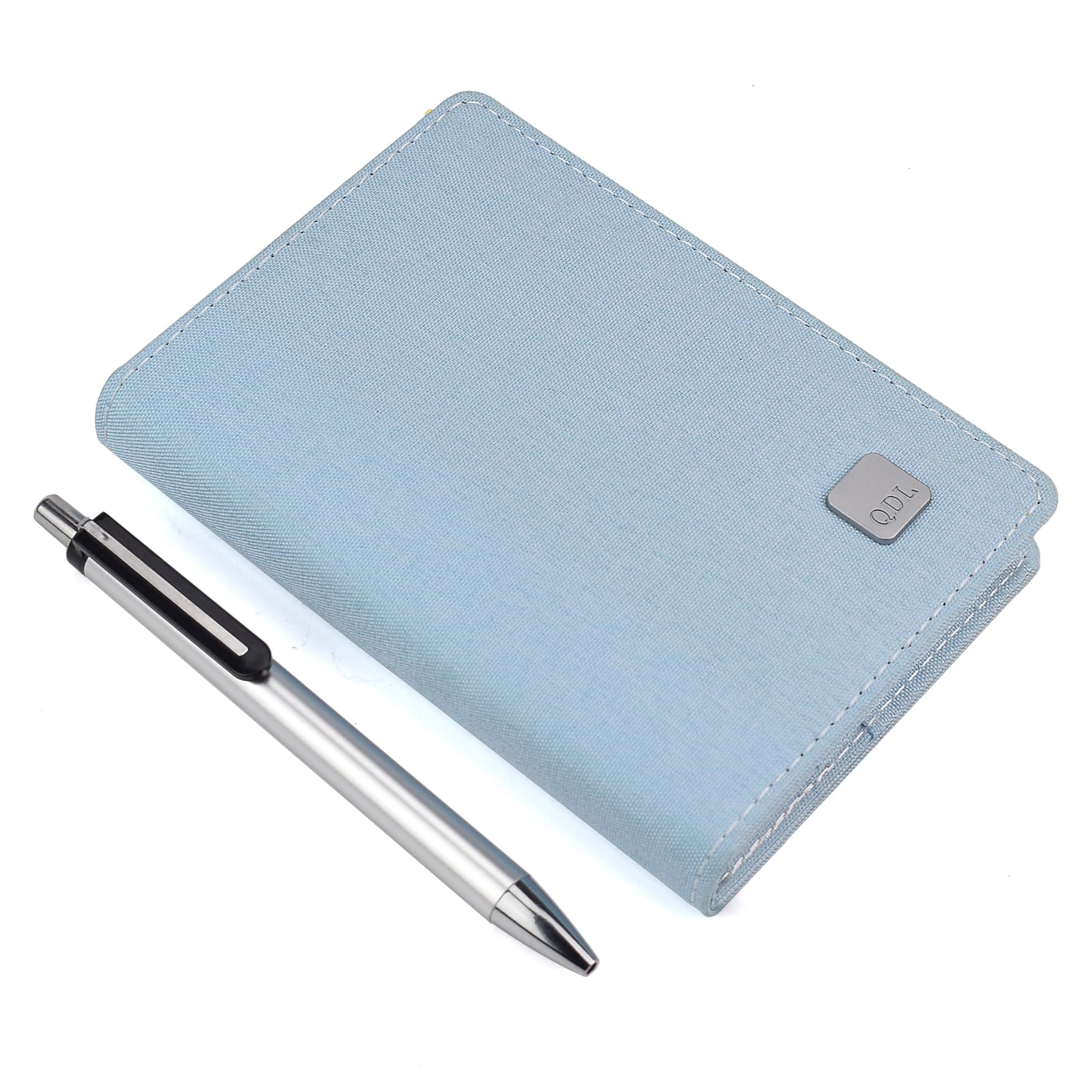 EsOfficce Pocket Notebook, A7 Hardcover Small Journal/Line Pages Writing Notebook/Ruled Leather Diary, Memo Notebook With Pen and Gift Box for Traveler, 226 Pages/113 Sheet,Blue