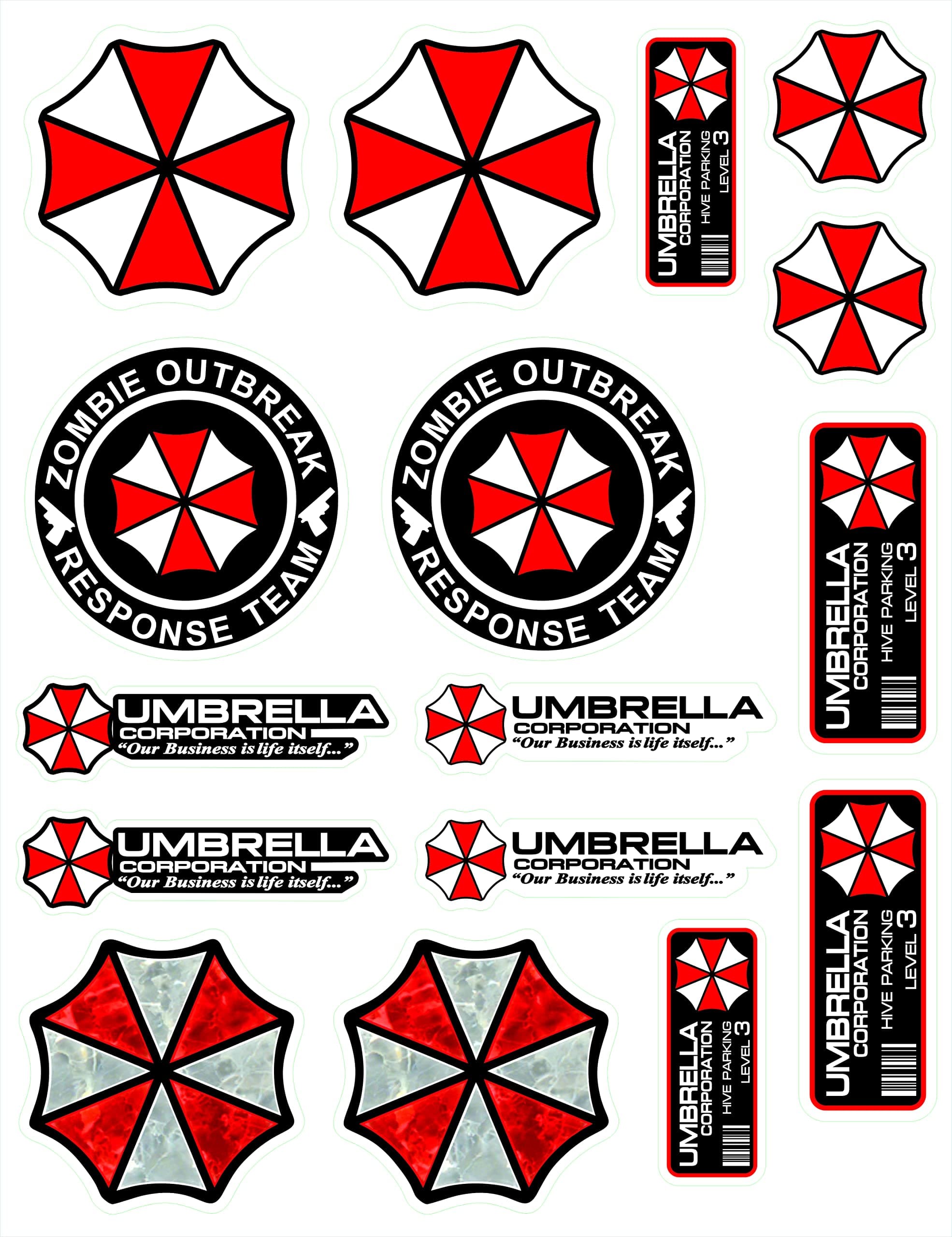 16 pcs Umbrella Corporation Sticker Set, Umbrella Decal Calcomanias Raccoon City Car Window Truck Bumper Bike