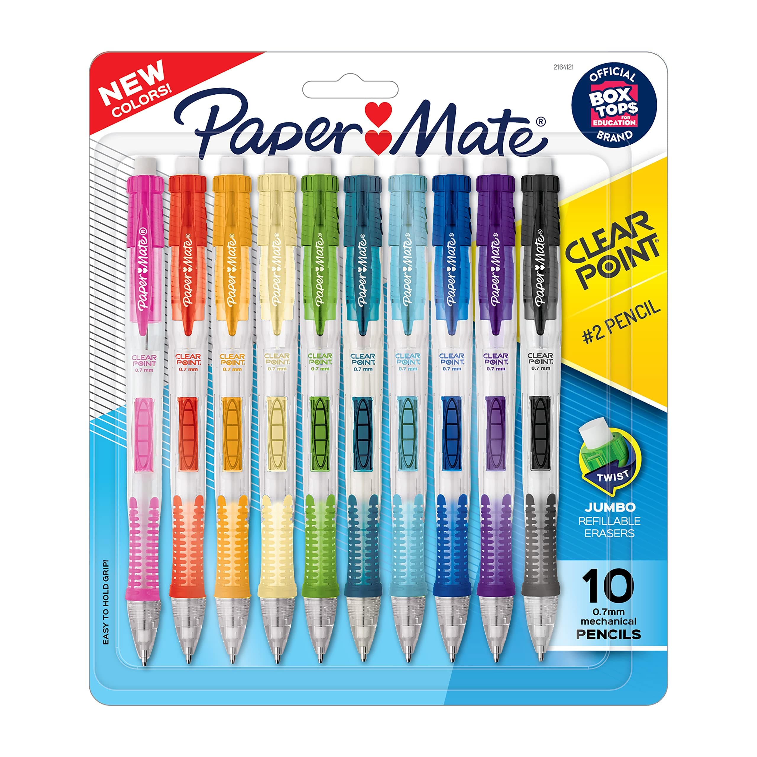 Paper Mate Clearpoint Mechanical Pencils, 0.7mm HB #2 Pencil Lead, 2 Pencils, Assorted Barrel Colors, 10 Count - Back to School,Teacher Supplies, Drawing, Sketching