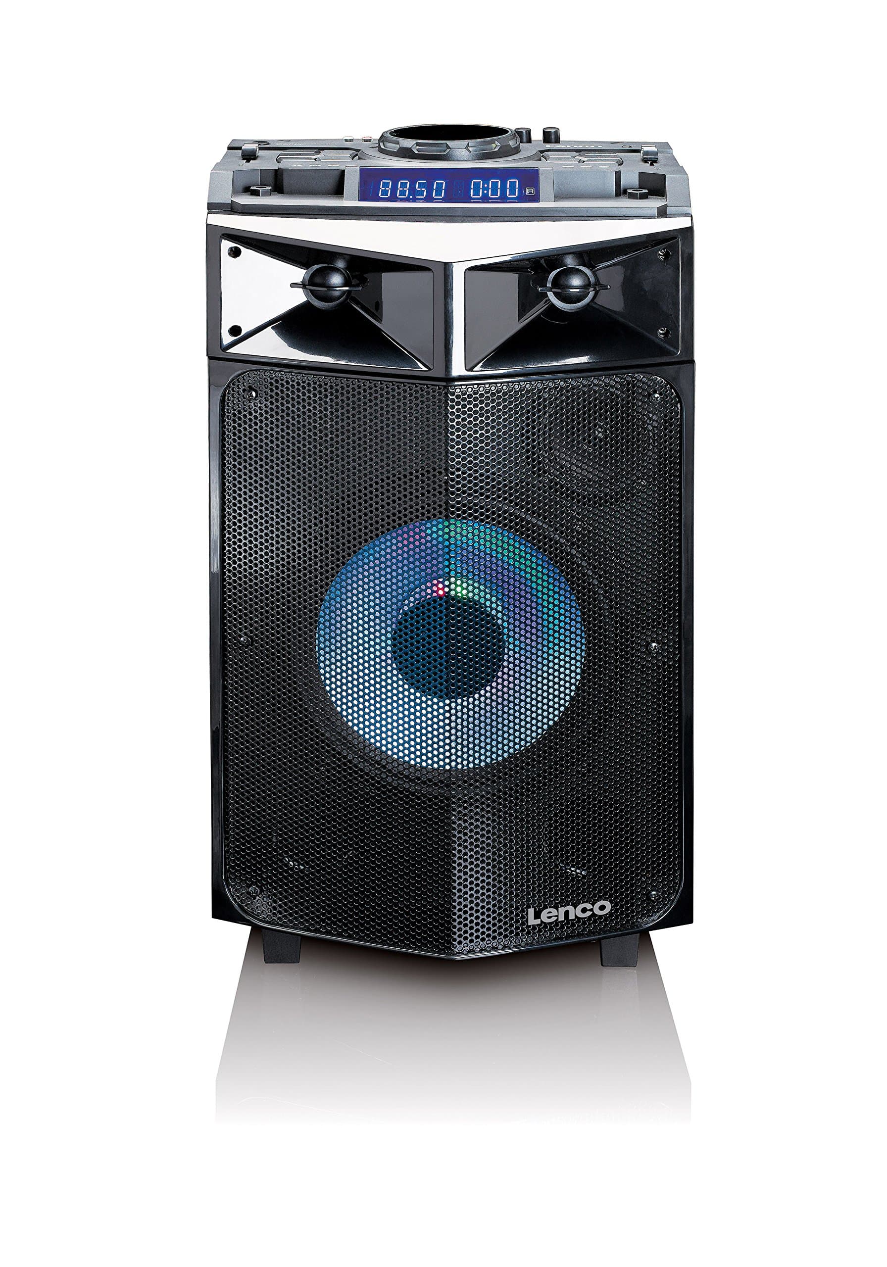 Lenco PMX-240 - High Powered PA/DJ Mixer System | With Bluetooth, USB, Built-in Battery, Wireless Microphone and Party Lights