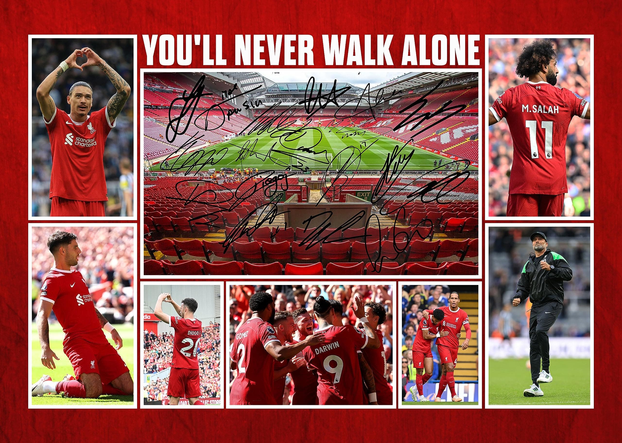 RJR PRINTS Liverpool 2023/4 Team Player Multi Signed A4 Montage Photo Print Pre Printed Signature Autograph Football Gift