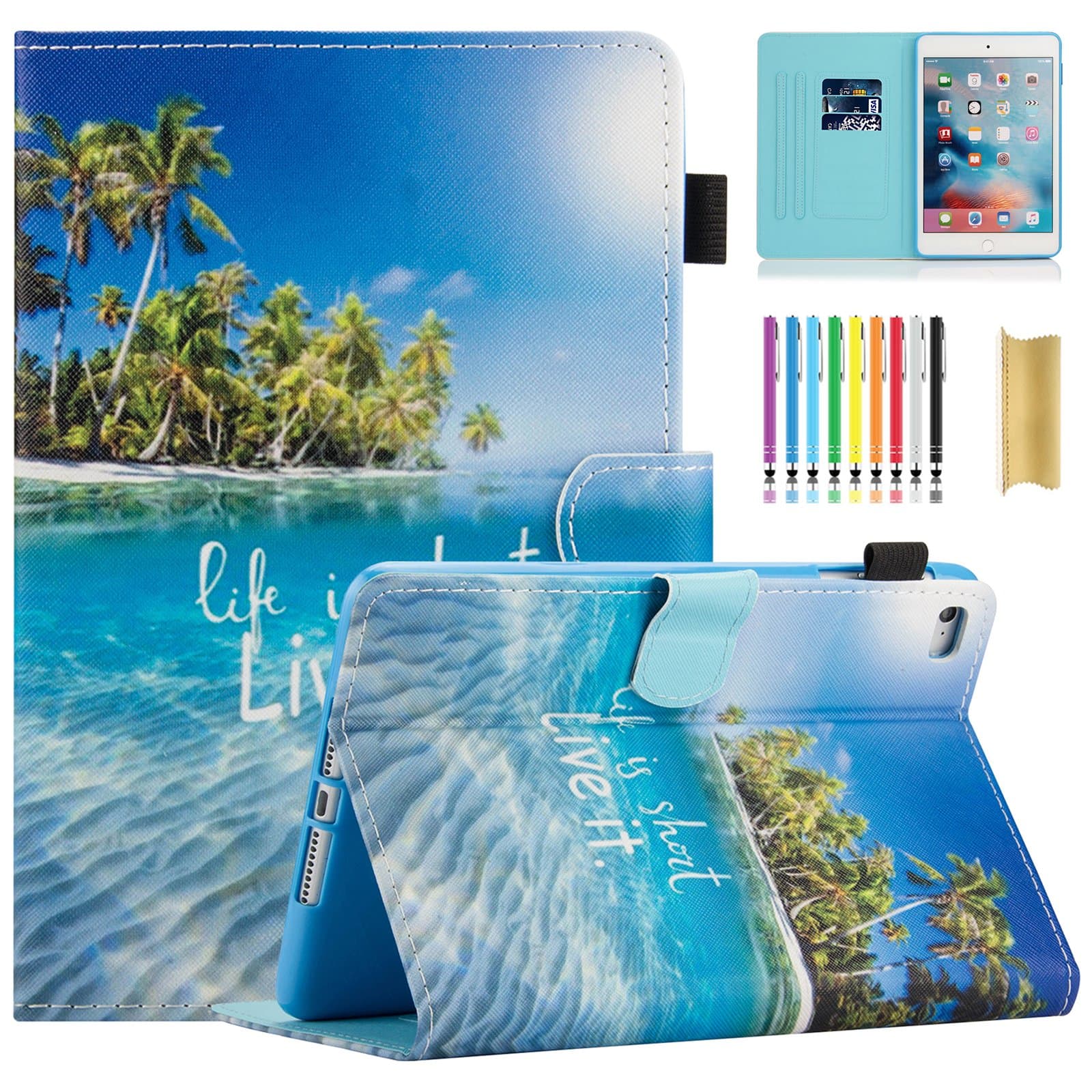 iPad Mini 4 Case, iPad Mini 3 Case, iPad Mini 1/2 Case, Casii Slim Fit Colorful Synthetic Leather Case Cover Flip Folio Stand with Auto Sleep/Wake for Apple 7.9 Inch iPad Mini 1/2/3/4, Live It