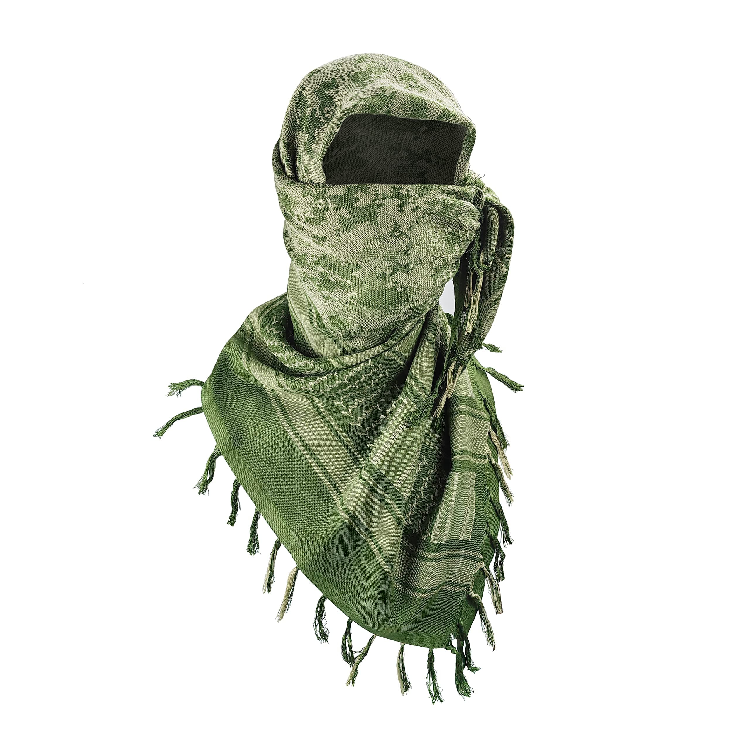Luxns Military Shemagh Tactical Desert Scarf / 100% Cotton Keffiyeh Scarf Wrap for Men and Women