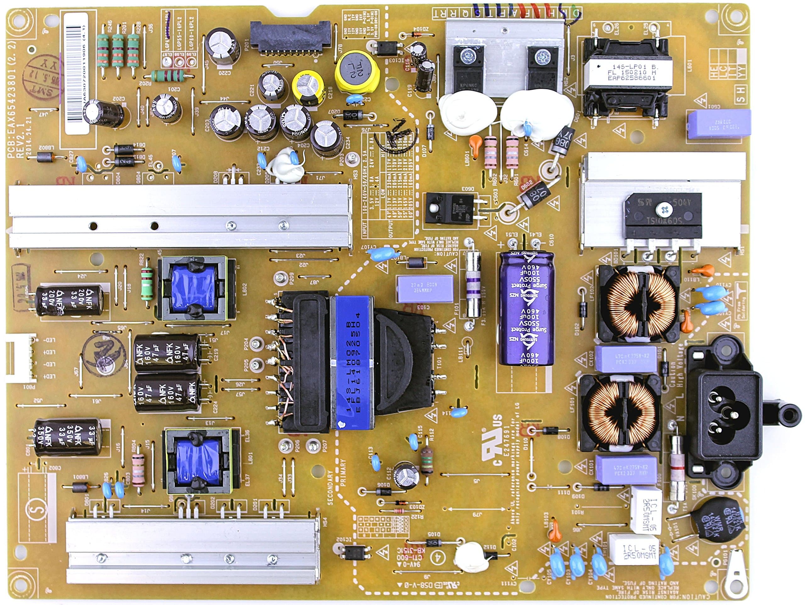 EAY63072001 Power supply board for LG led TV models 42LB5900-UV, 47LB5900-UV, 47LB6300-UQ, 50LB6000-UH, 50LF6000, 50LF6100-UA