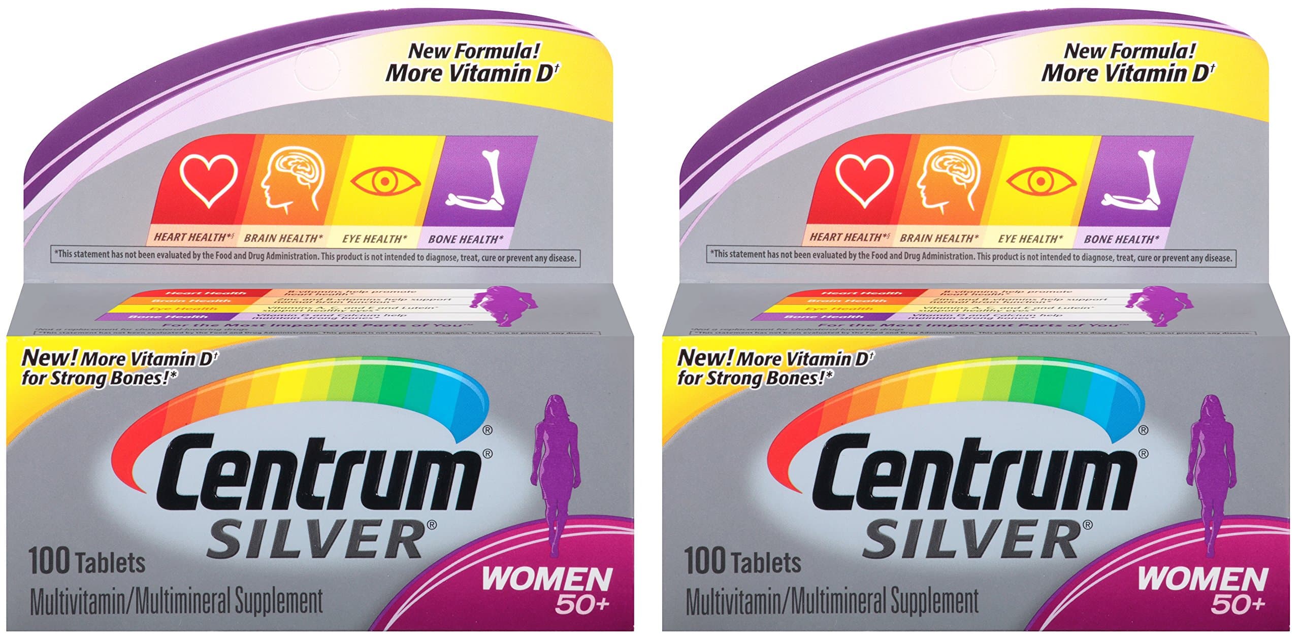 Women 50+ Multivitamin/Multimineral Supplement Tablets, 100 Count Pack of 2