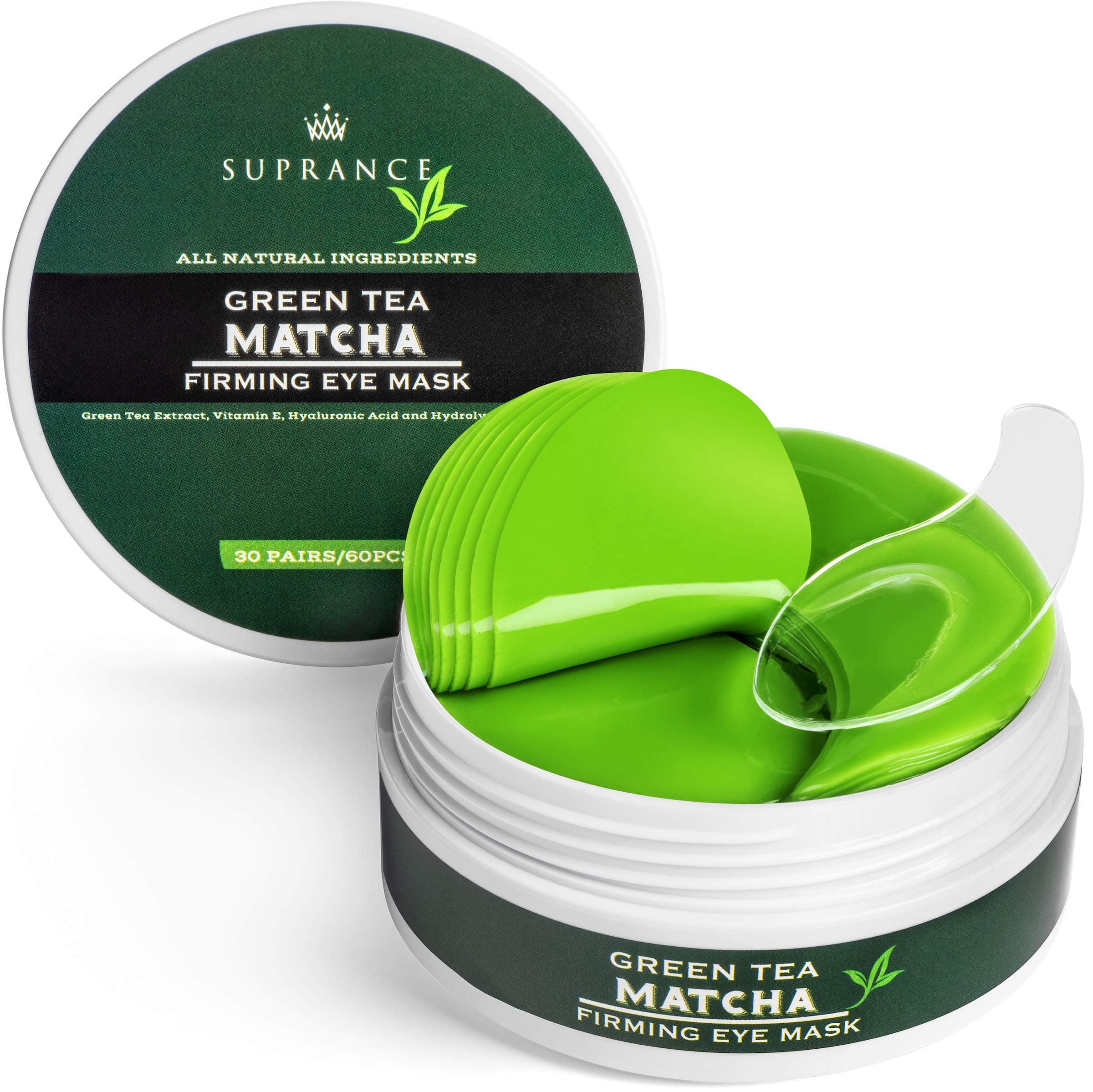 Green Tea Matcha Eye Mask Under Eye Patches Treatment for Dark Circles, Eye Bags, Puffiness - Anti-Wrinkle With Hyaluronic Acid and Collagen - 30 Pairs/60 Pcs.