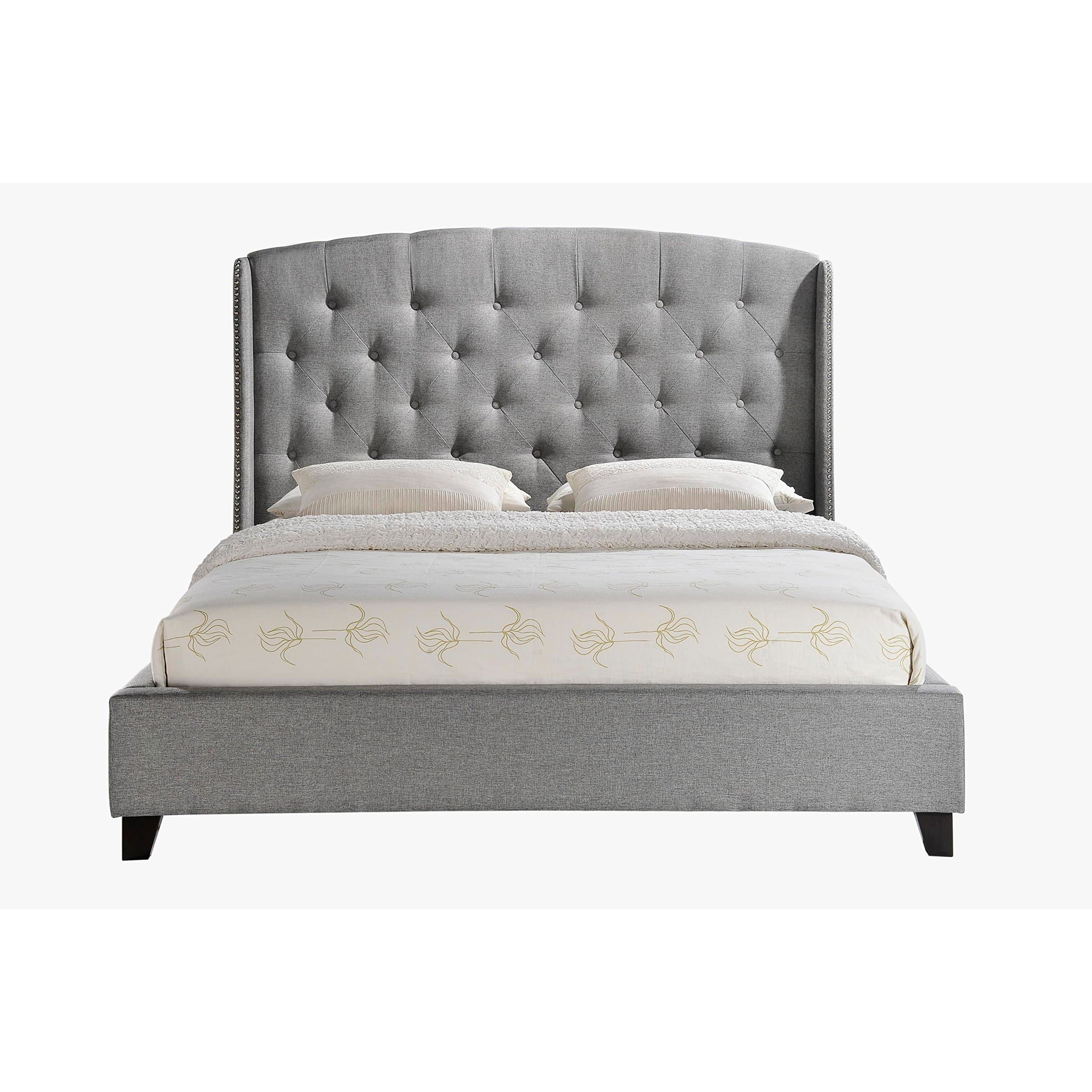 LuXeo Laguna Tufted Upholstered Platform Bed, Grey, Queen