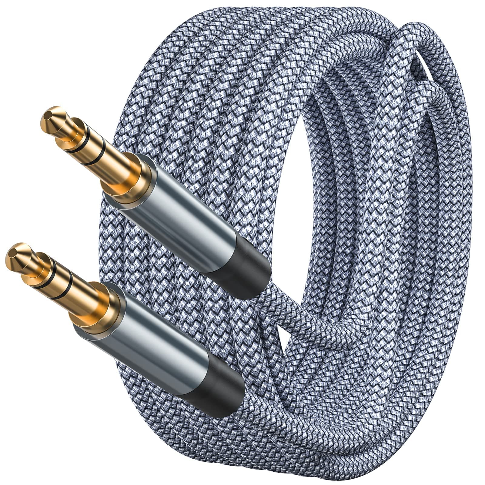 Txtcu 1M 3.5mm Audio Cable Braided Male to Male AUX Cord Compatible with iPad, Samsung Phones, Tablets, Car Home Stereos, Headphones, Speaker
