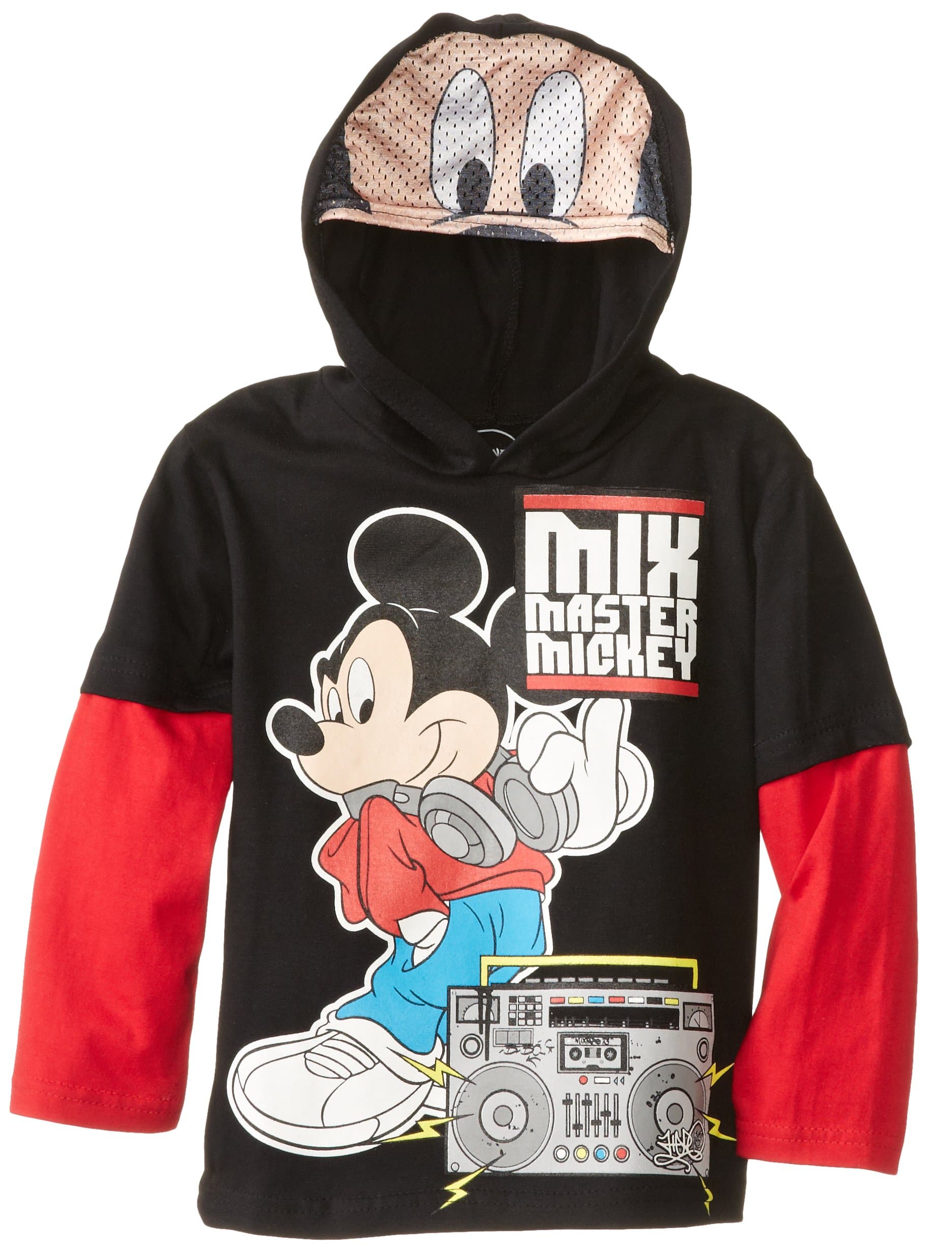 Disney Boys' Mickey Hooded Top with Printed Mesh Mask