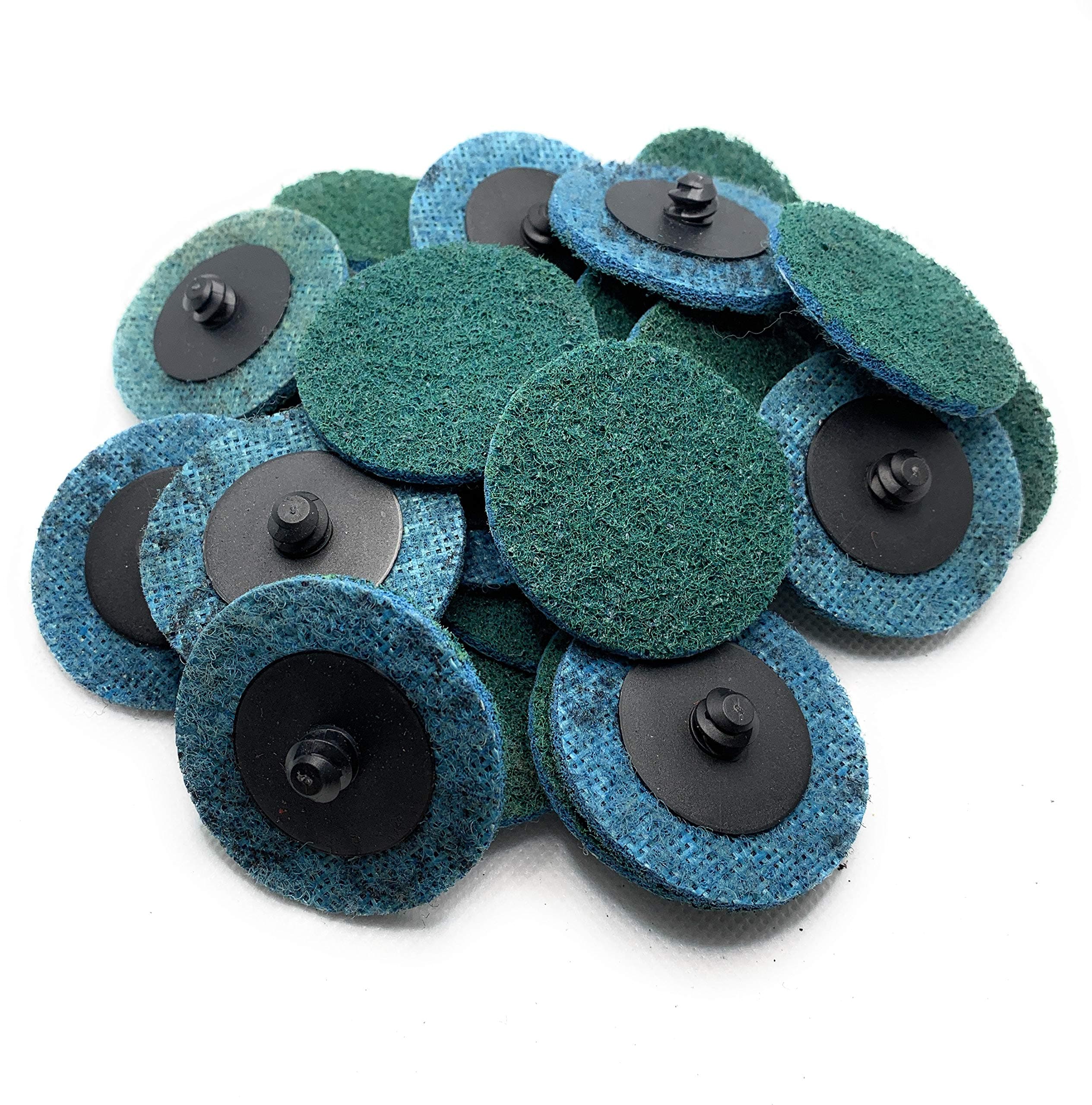SIGNI 25pcs 2 inch Fine Abrasive Non Woven Nylon Quick Change Surface Conditioning Disc for Finishing Cleaning Deburring Lapping with R-Type for Rust Paint Removal(Blue Fine, 2 inch)