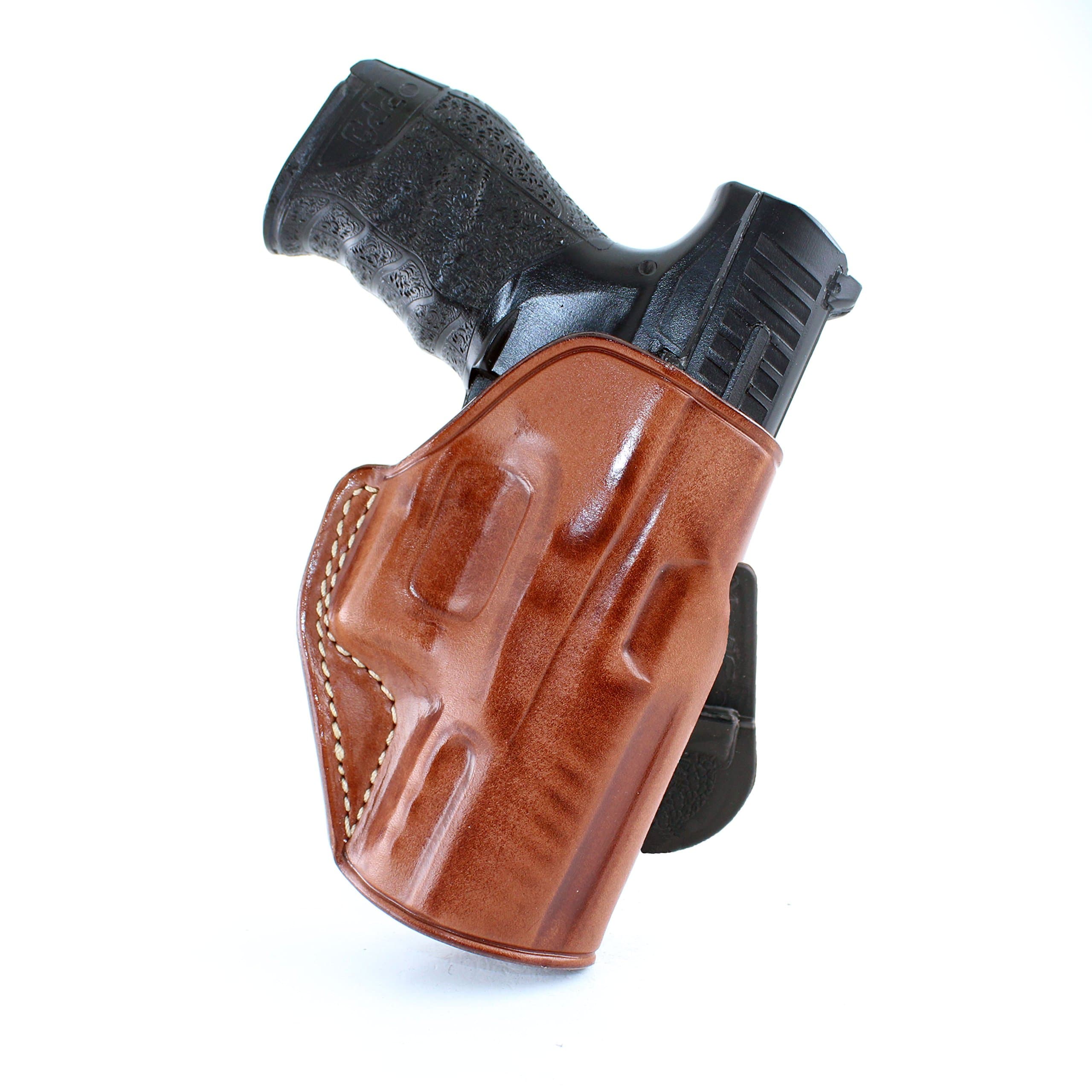 Premium Leather OWB Paddle Holster with Open Top Fits, Walther CCP 9mm 3.54’’BBL, Right Hand Draw, Brown Color #1227#