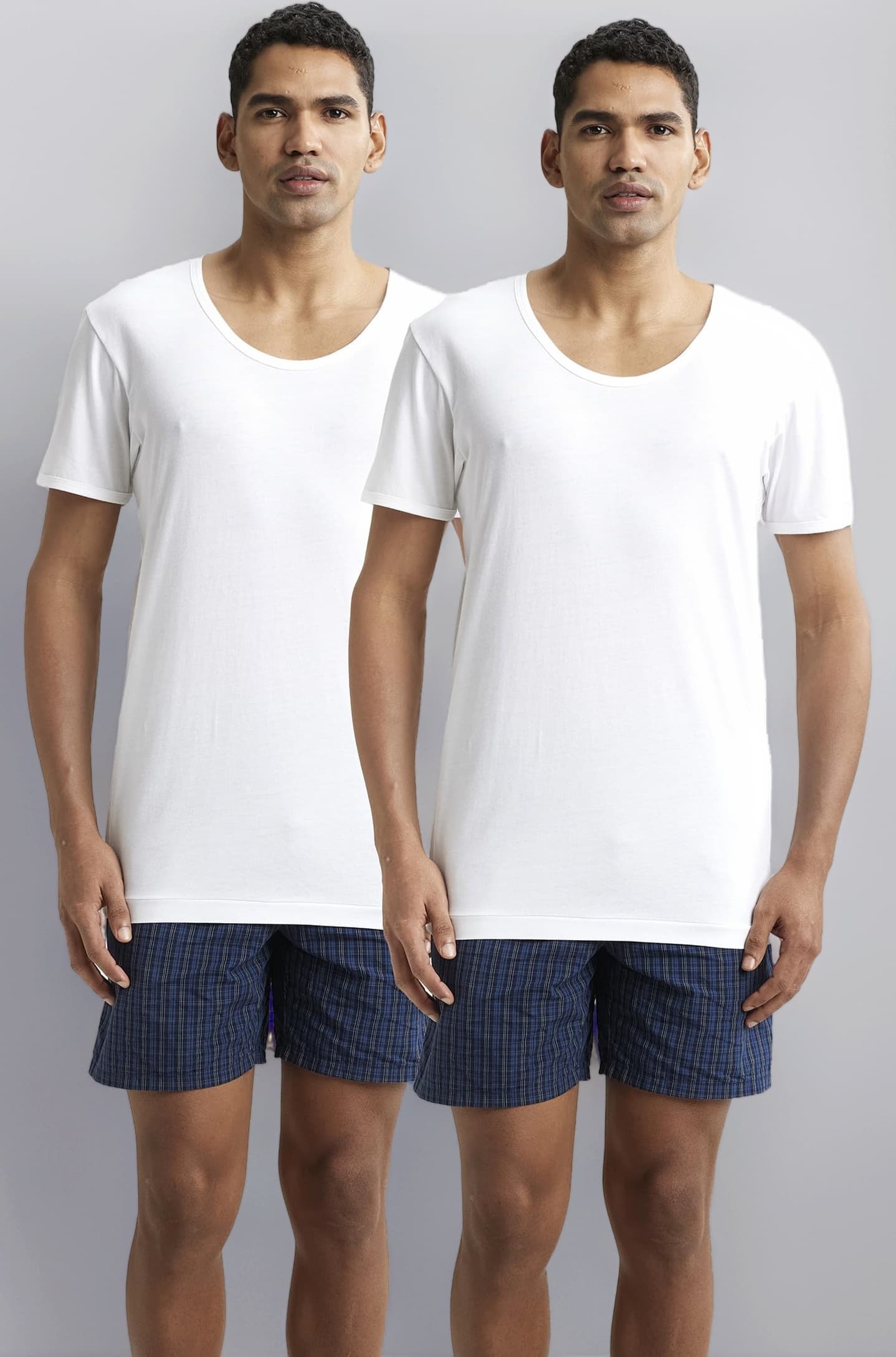 Jockey 8817 Men's Super Combed Cotton Round Neck Half Sleeved Vest with Extended Length for Easy Tuck (Pack of 2)