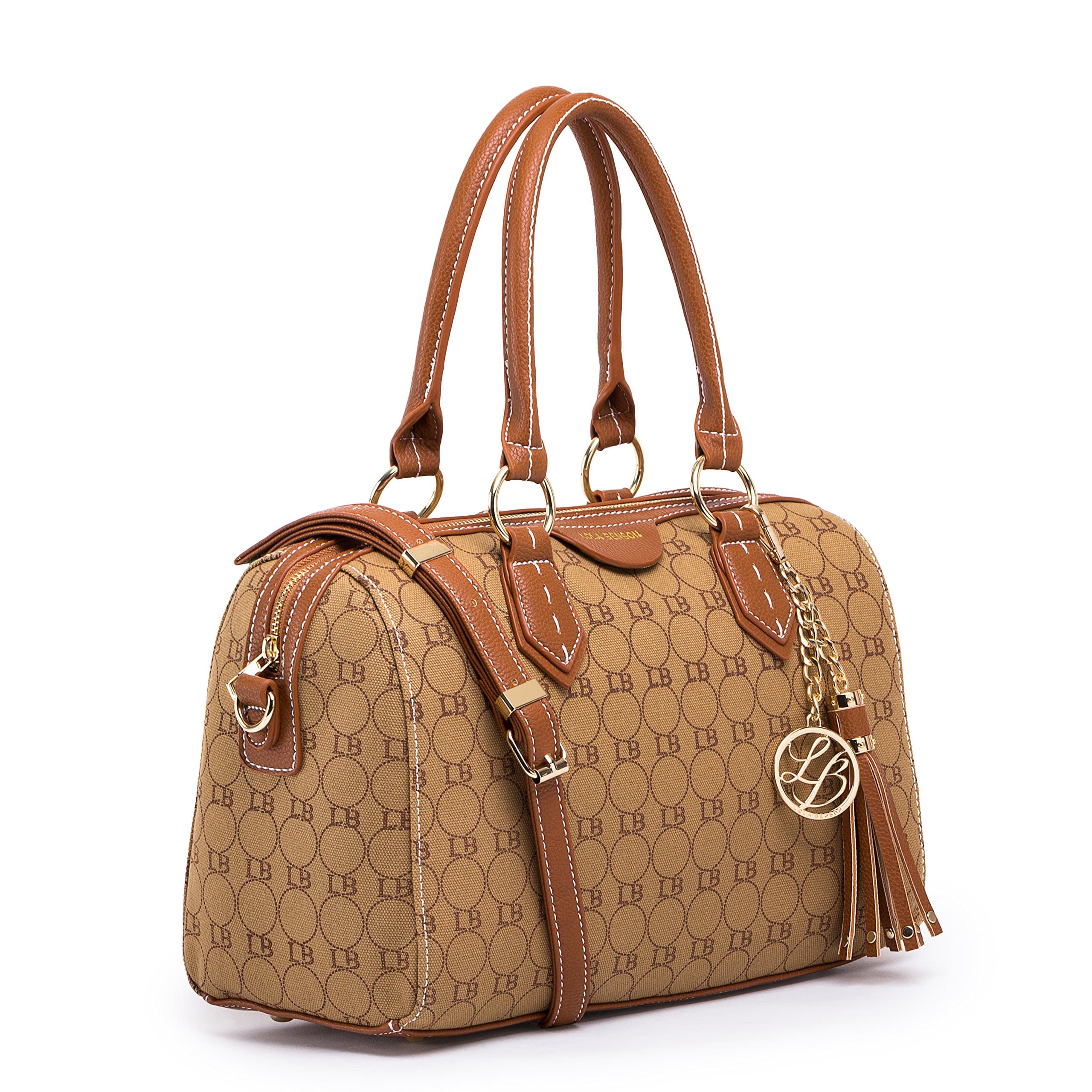 Demi Signature Logo Monogram Barrel Bag Bowling Bag Shoulder Bag (Brown Logo)