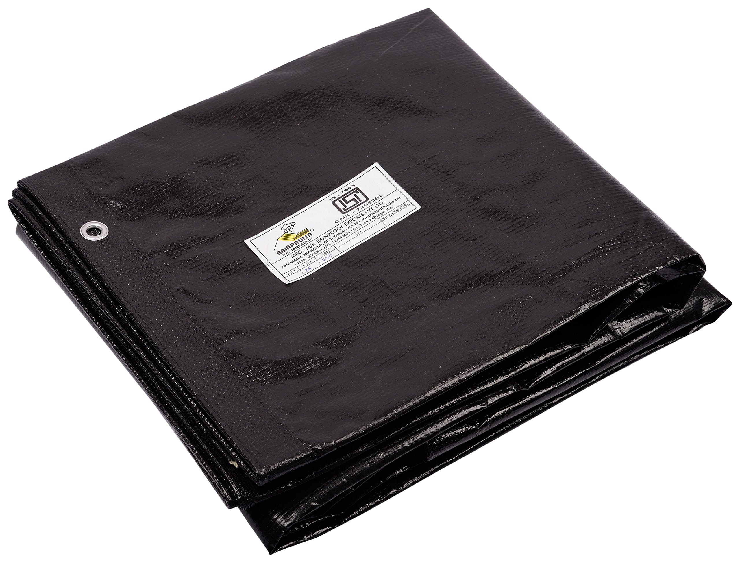 Rainpaulin HDPE Plastic Tarpaulin (Black, 150 GSM, 15FtX9Ft