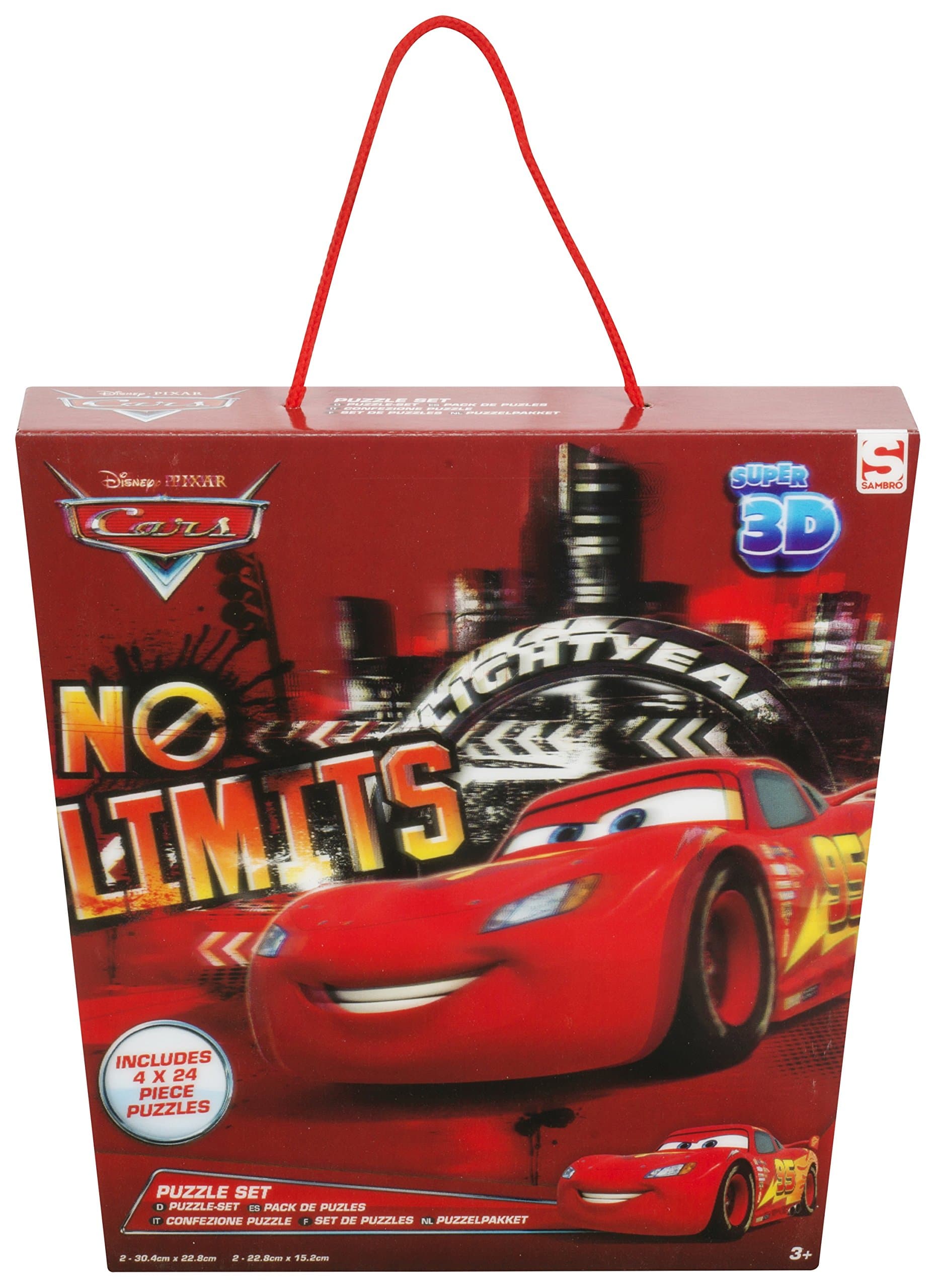 DISNEY CARS SUPER 3D JIGSAW PUZZLE 4 X 24PC PUZZLES LIGHTENING MQUEEN