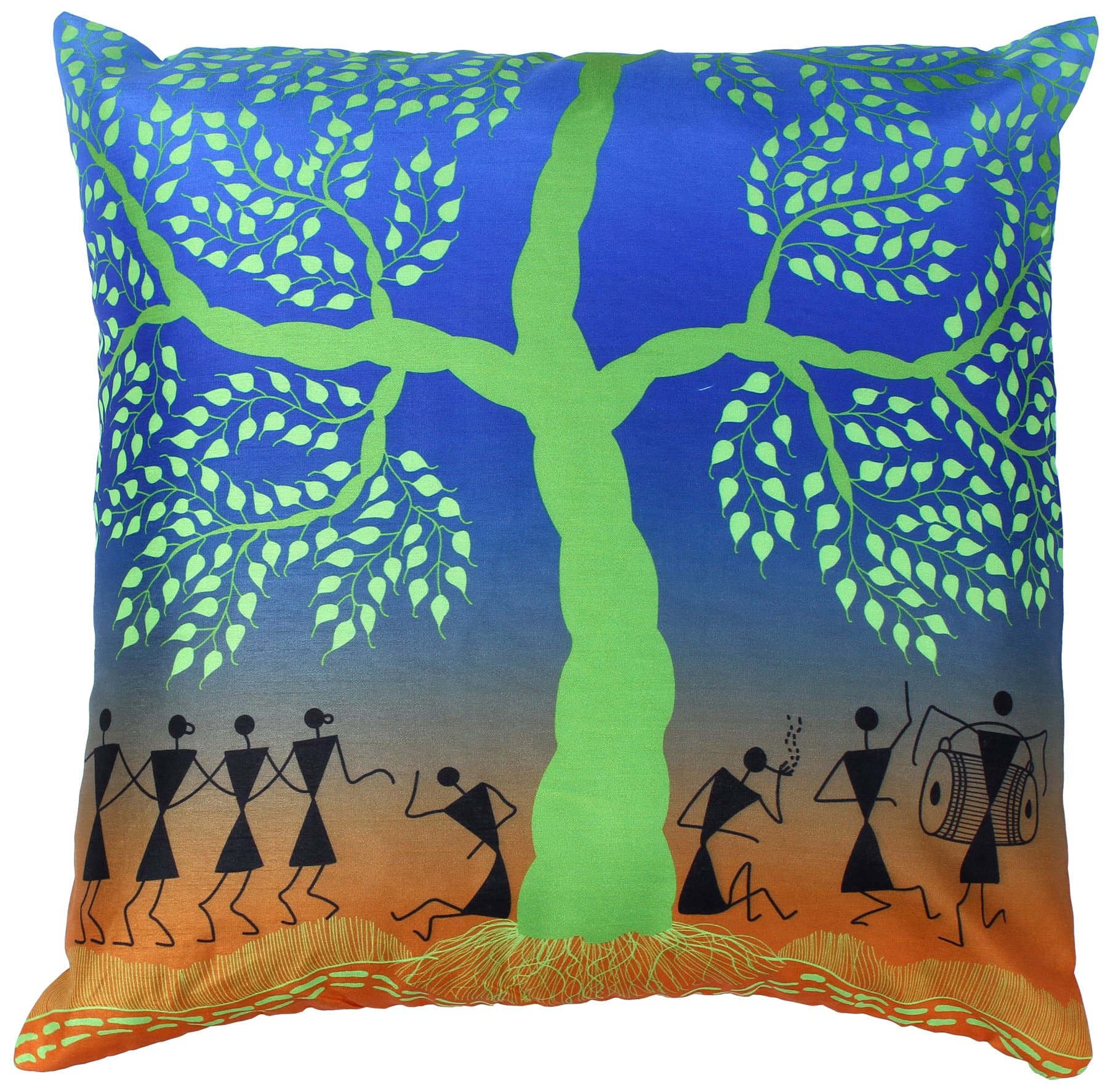 SouvNear Throw Pillow Covers - Decorative 18x18 Inch Cushion Cover with Zipper - Blue Green Faux Silk Pillowcase - Living Room Decor - Throw Pillows Case Cover